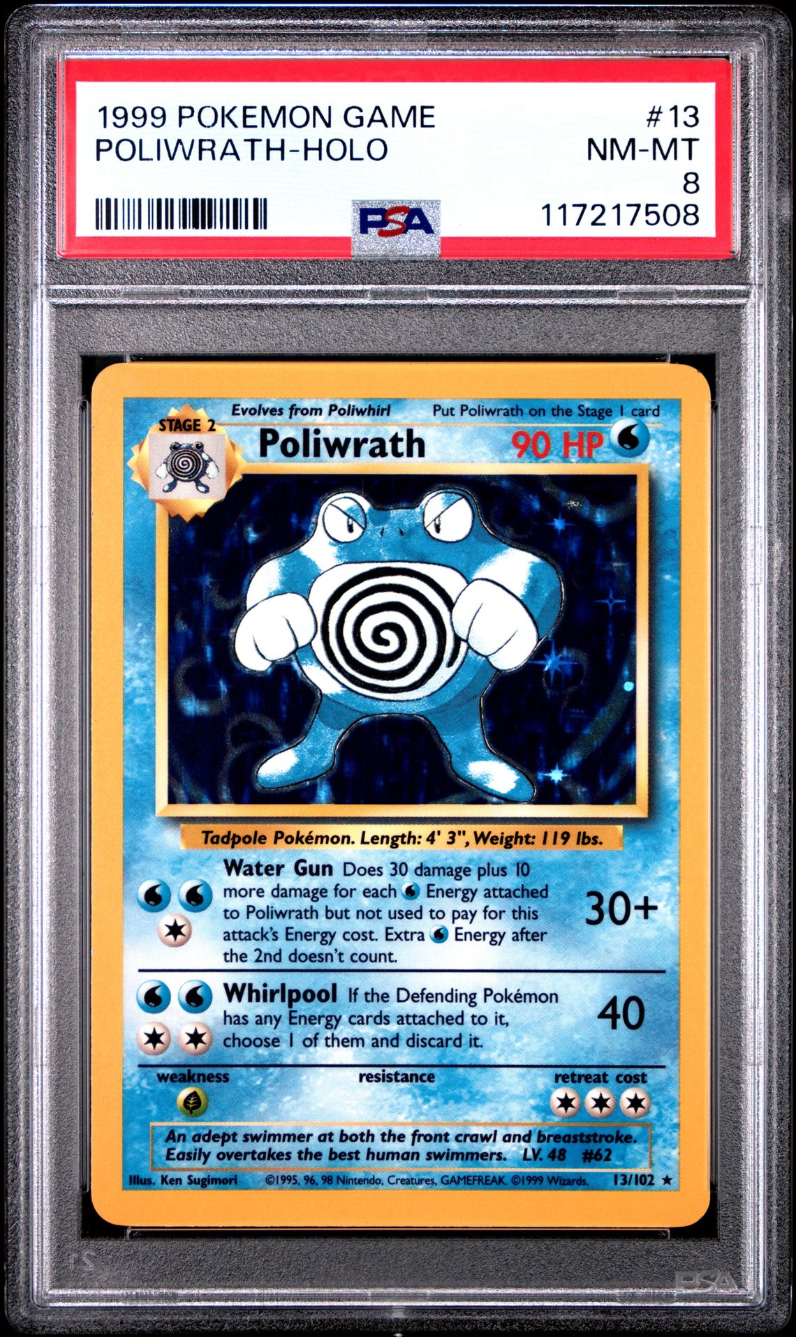 1999 Pokemon Game Poliwrath-Holo #13 Nm-Mt 8 front