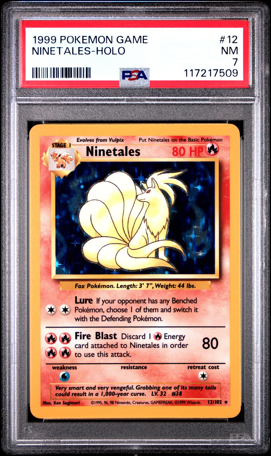 1999 Pokemon Game Ninetales-Holo #12 Nm 7 front