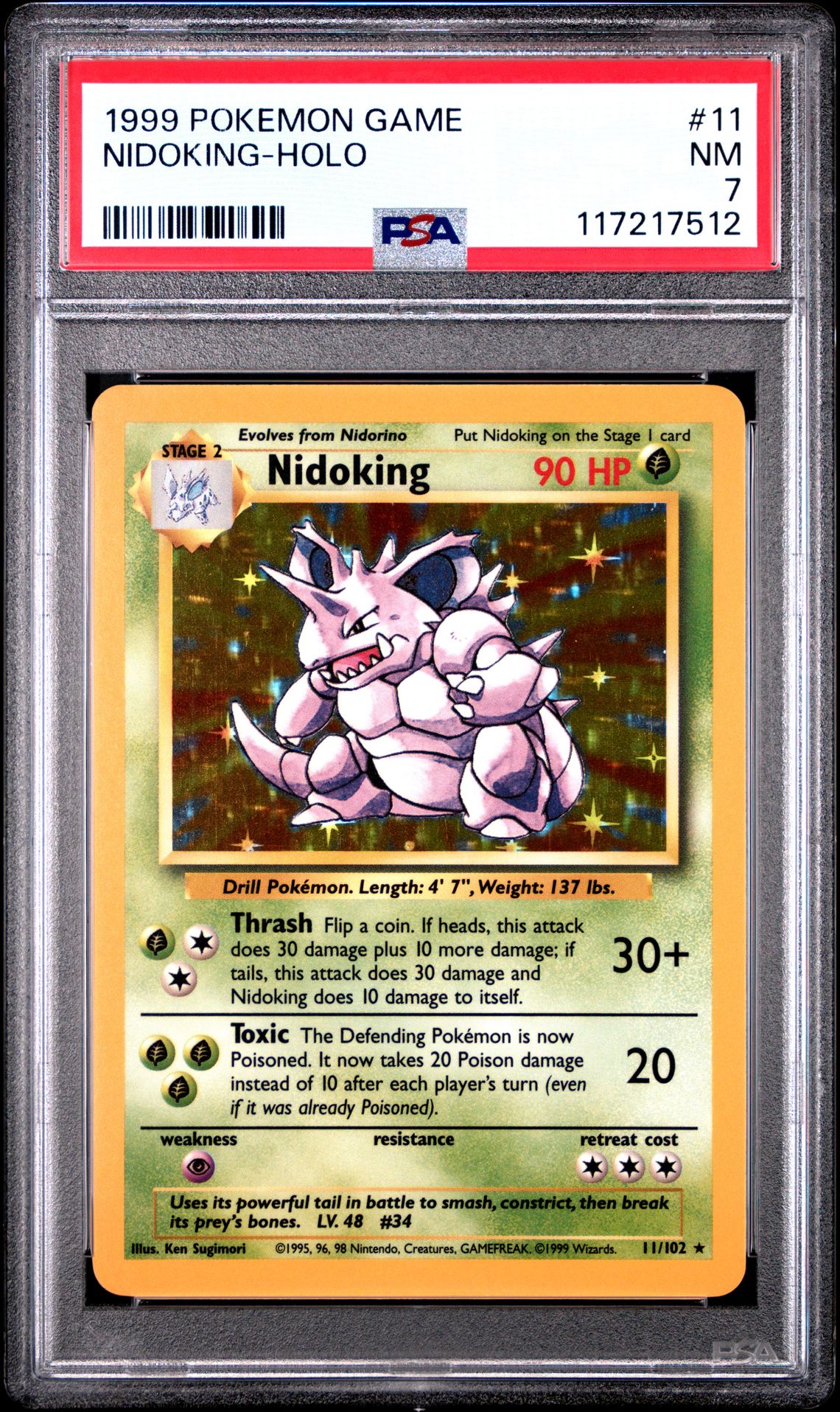 1999 Pokemon Game Nidoking-Holo #11 Nm 7 front