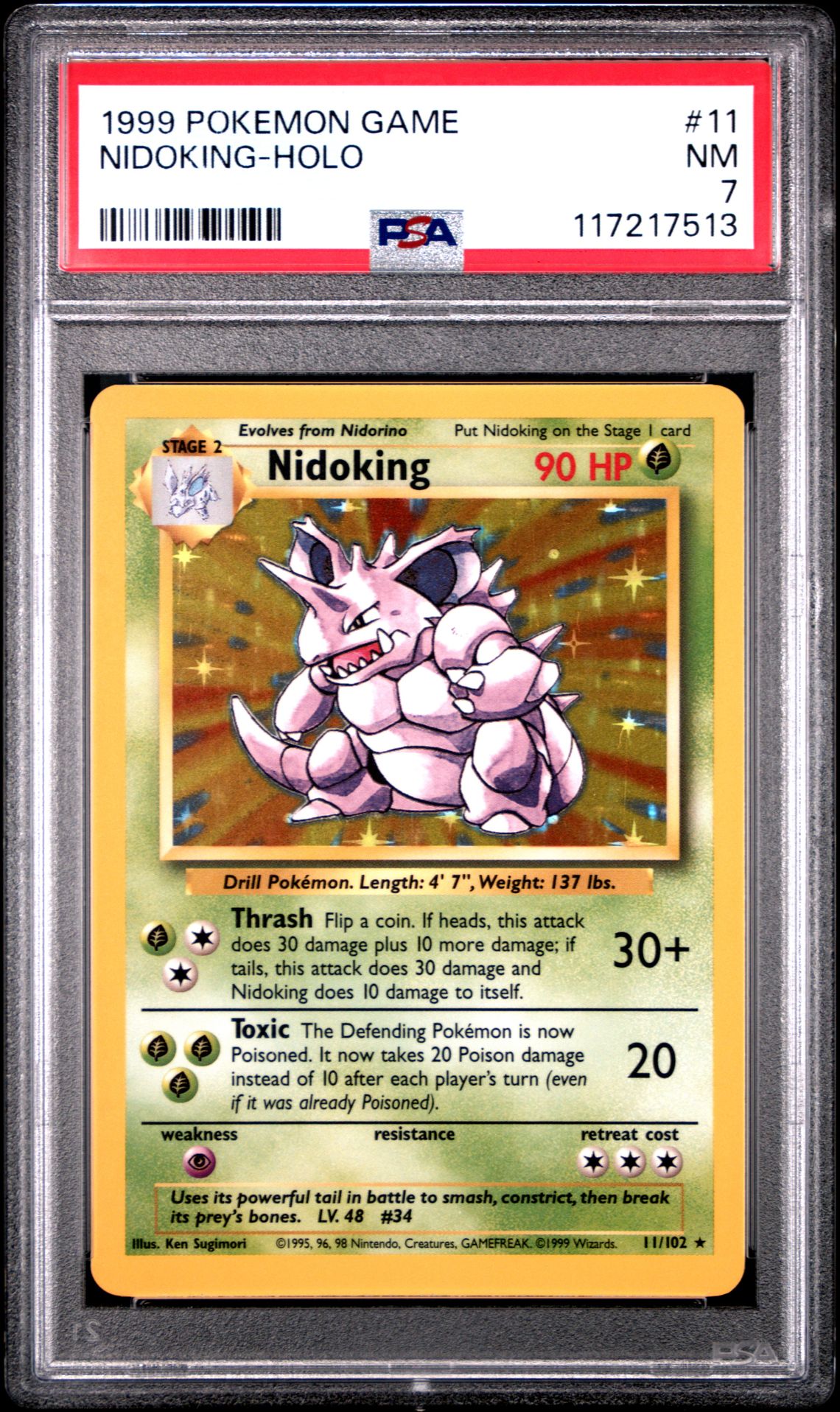 1999 Pokemon Game Nidoking-Holo #11 Nm 7 front