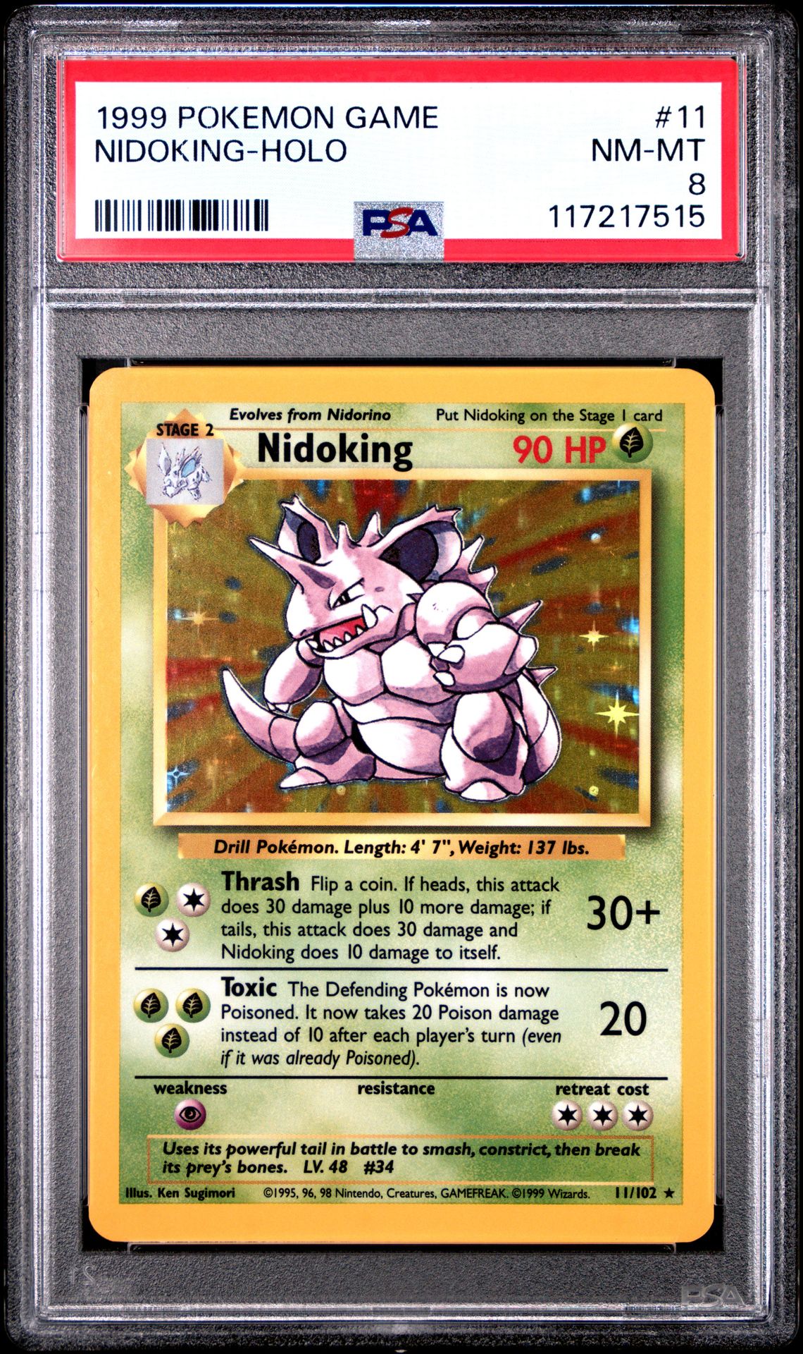 1999 Pokemon Game Nidoking-Holo #11 Nm-Mt 8 front