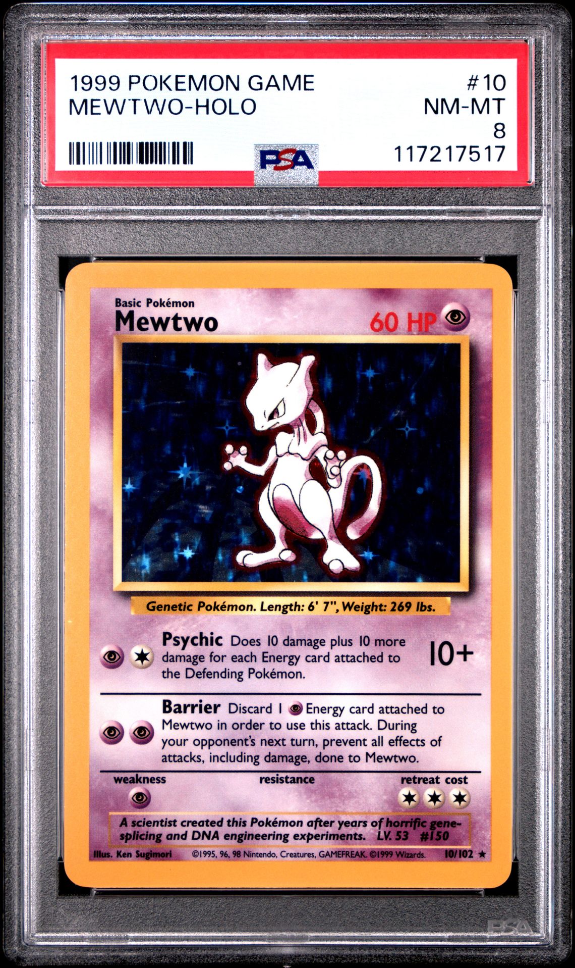 1999 Pokemon Game Mewtwo-Holo #10 Nm-Mt 8 front
