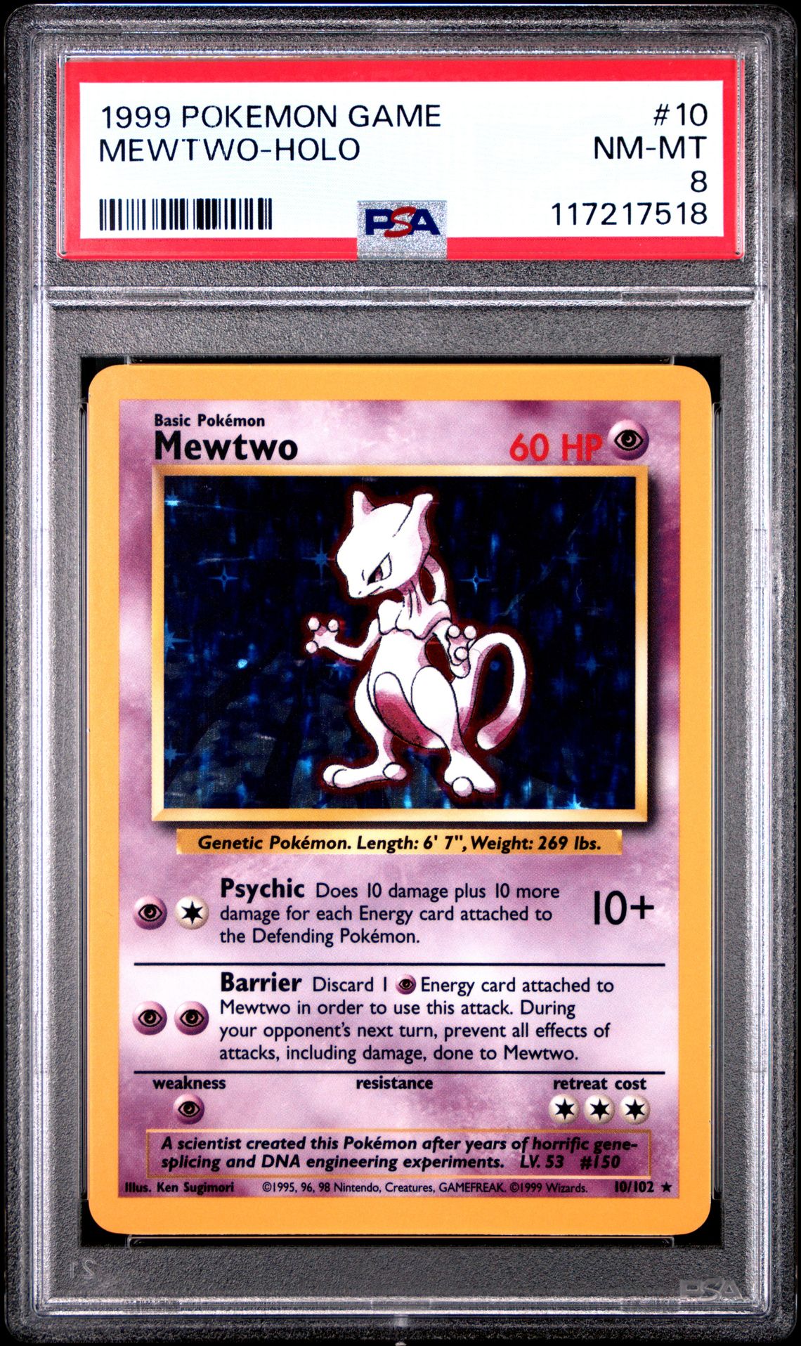 1999 Pokemon Game Mewtwo-Holo #10 Nm-Mt 8 front