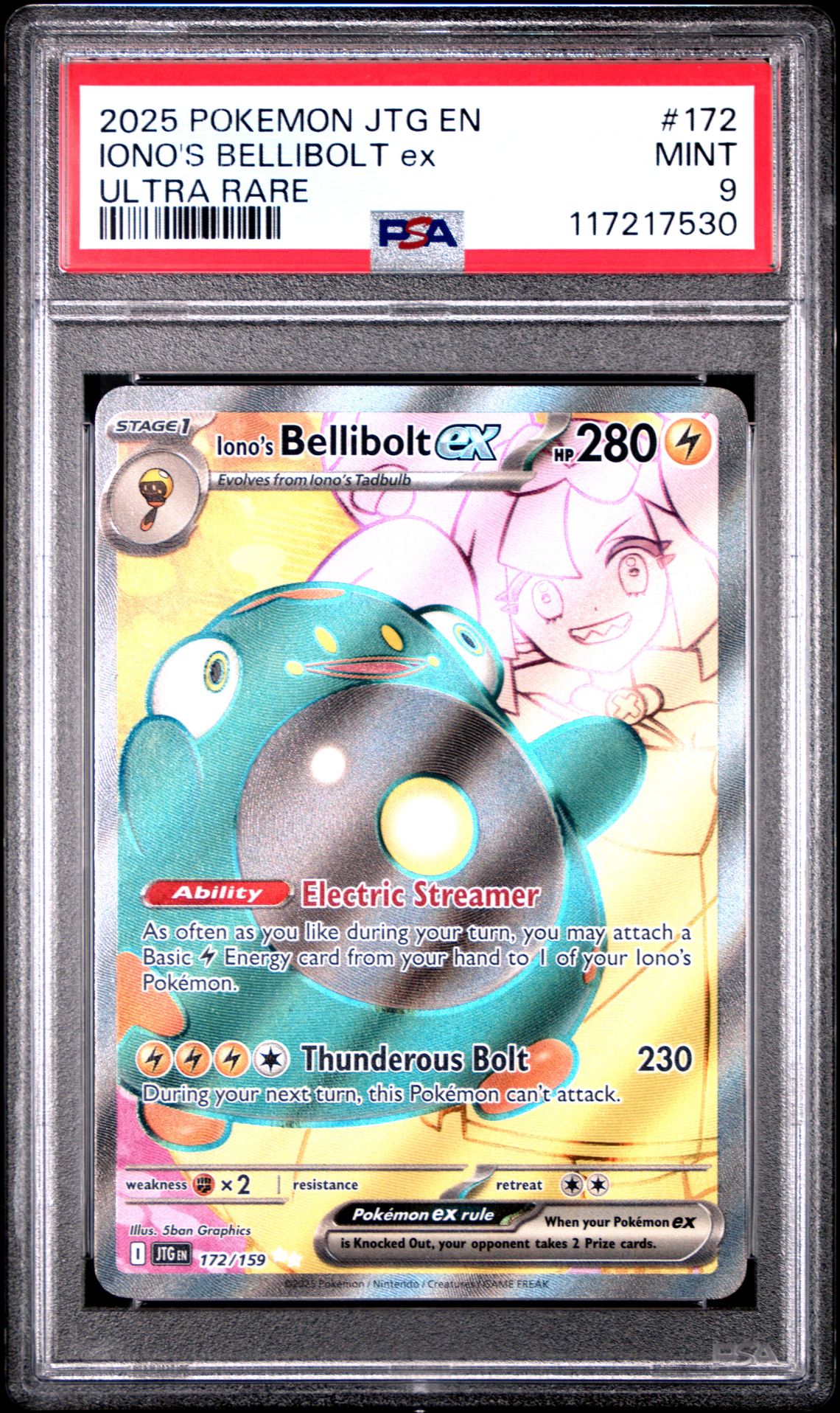 2025 Pokemon Jtg En-Journey Together Iono's Bellibolt Ex #172 (Ultra Rare) Mint 9 front