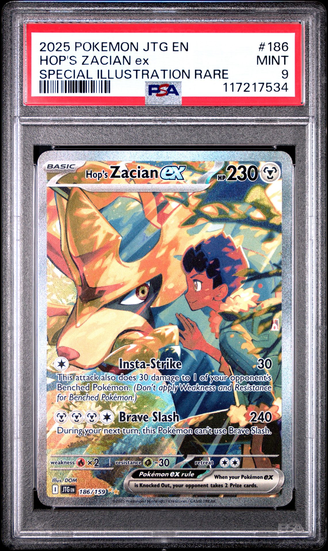 2025 Pokemon Jtg En-Journey Together Hop's Zacian Ex #186 (Special Illustration Rare) Mint 9 front
