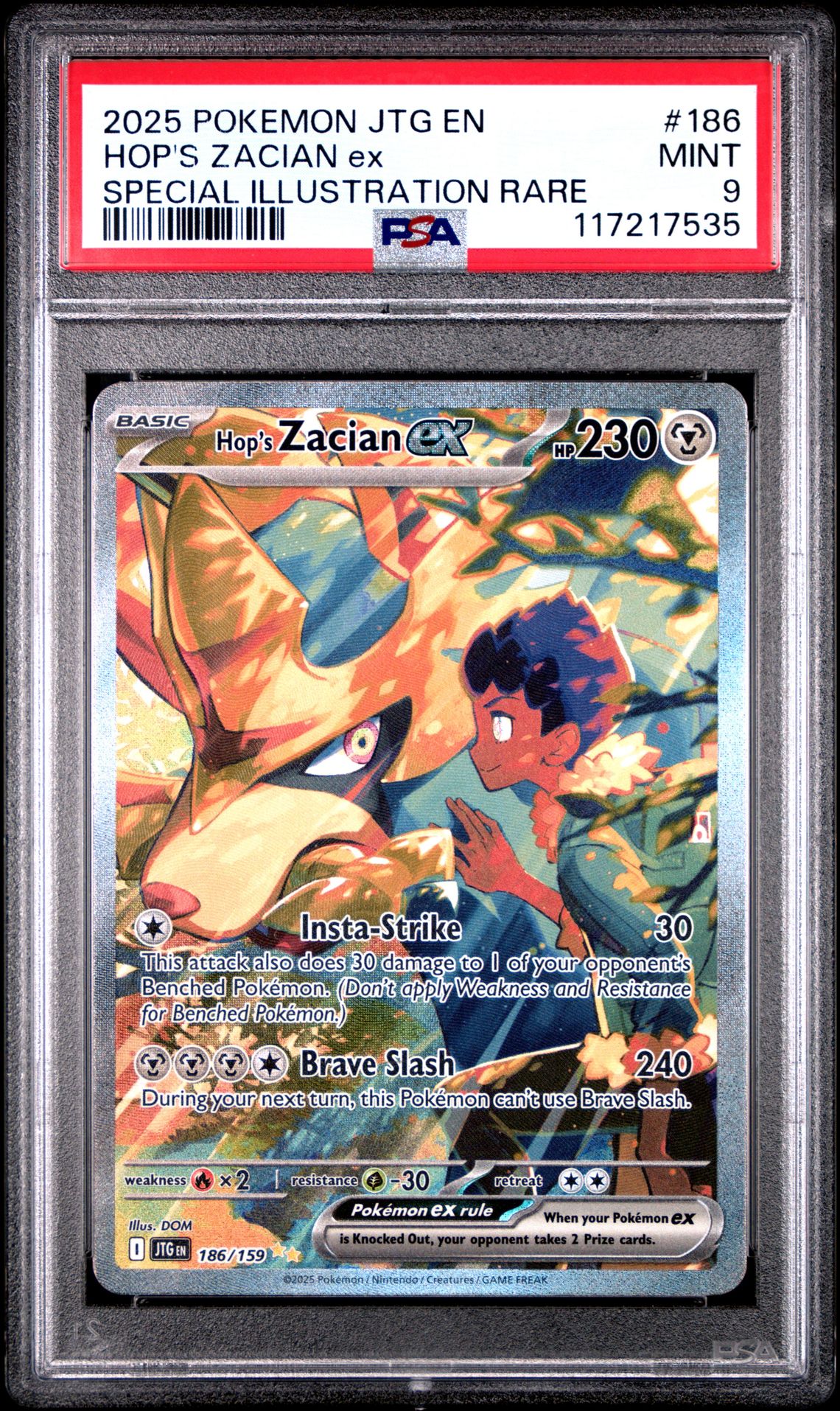 2025 Pokemon Jtg En-Journey Together Hop's Zacian Ex #186 (Special Illustration Rare) Mint 9 front