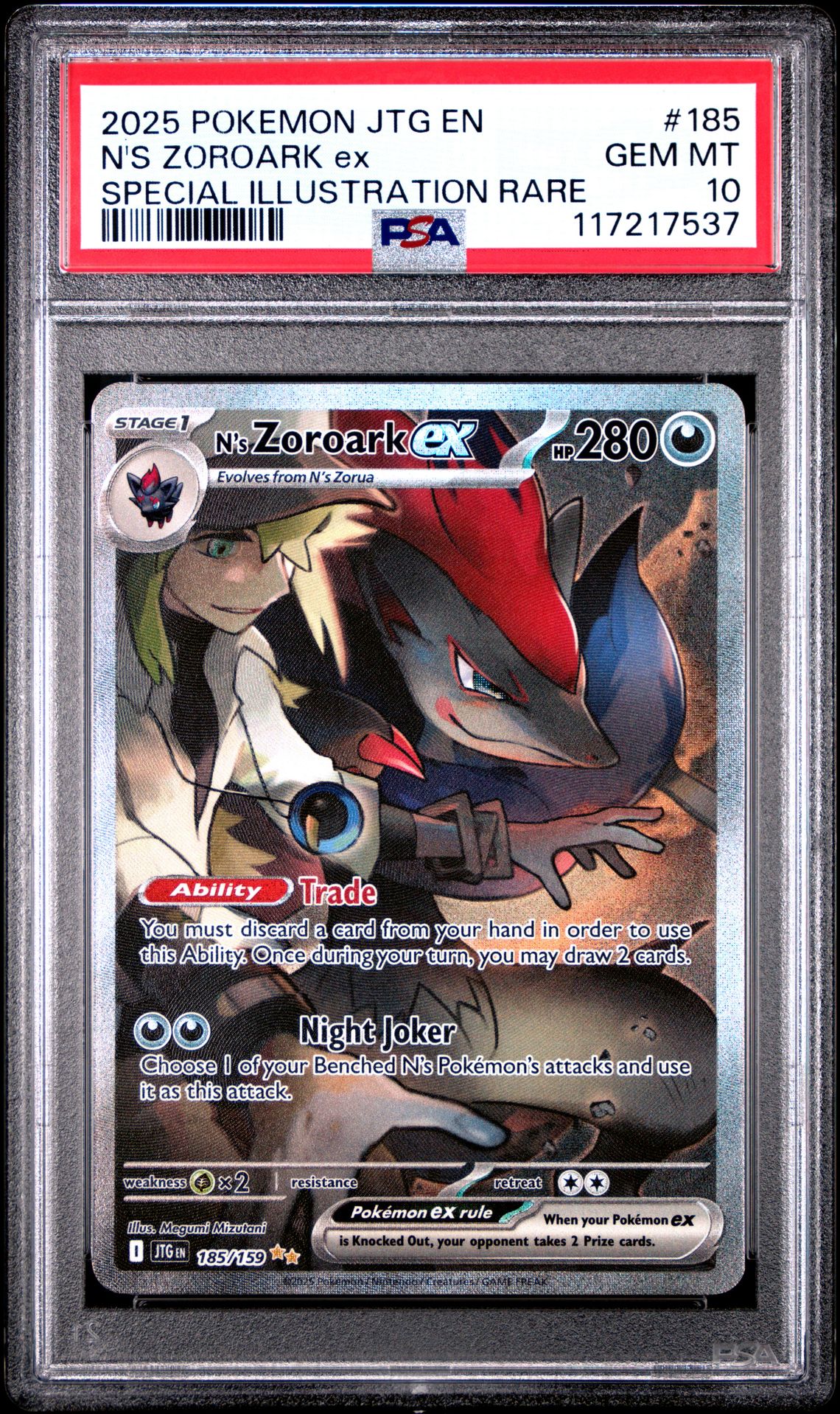 2025 Pokemon Jtg En-Journey Together N's Zoroark Ex #185 (Special Illustration Rare) Gem Mt 10 front