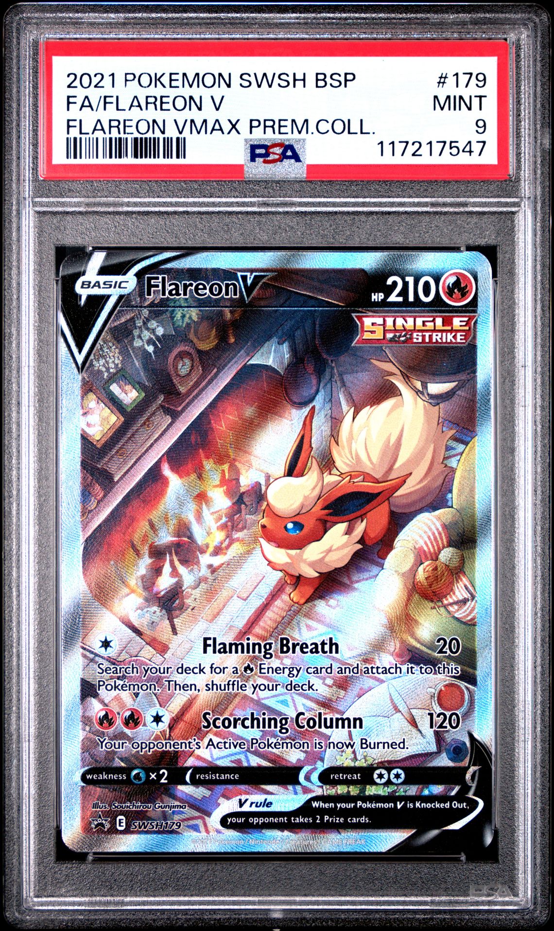 2021 Pokemon Swsh Black Star Promo Fa/Flareon V #179 (Flareon Vmax Prem.coll.) Mint 9 front