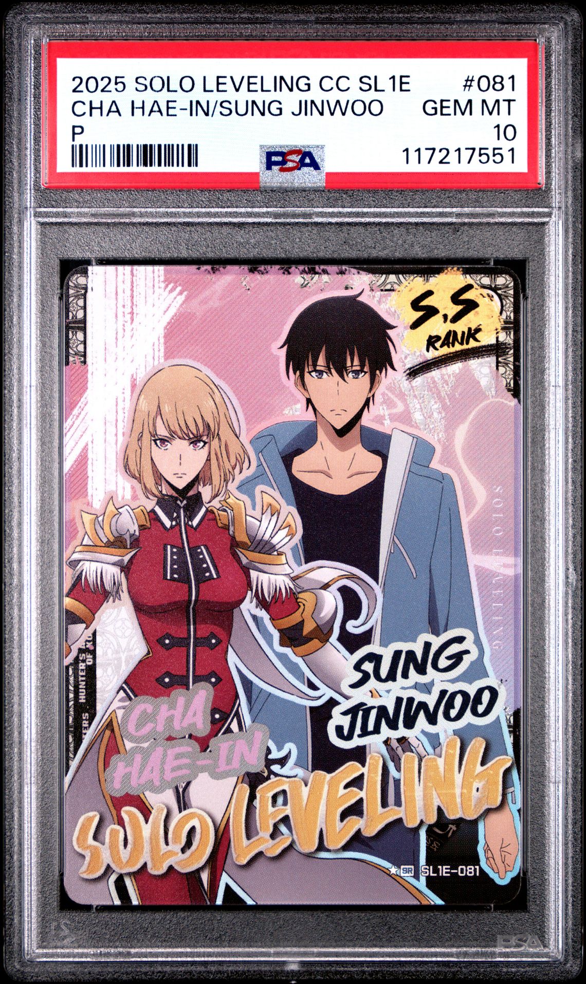 2025 Solo Leveling Collect Card Series 1 Cha Hae-In/Sung Jinwoo #081 (P) Gem Mt 10 front