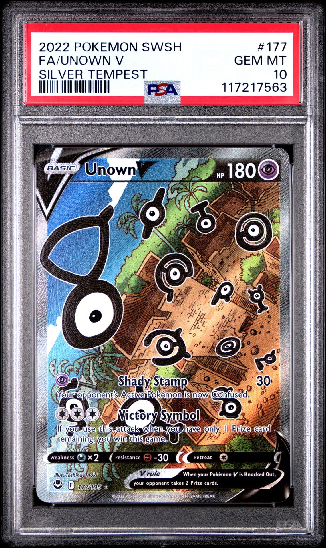2022 Pokemon Sword & Shield Silver Tempest Fa/Unown V #177 (Silver Tempest) Gem Mt 10 front