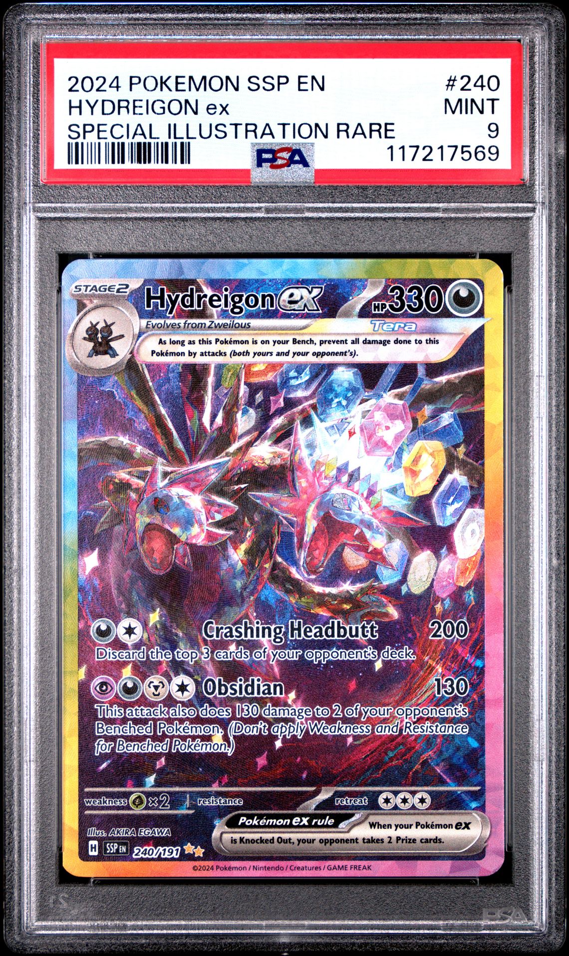 2024 Pokemon Ssp En-Surging Sparks Hydreigon Ex #240 (Special Illustration Rare) Mint 9 front
