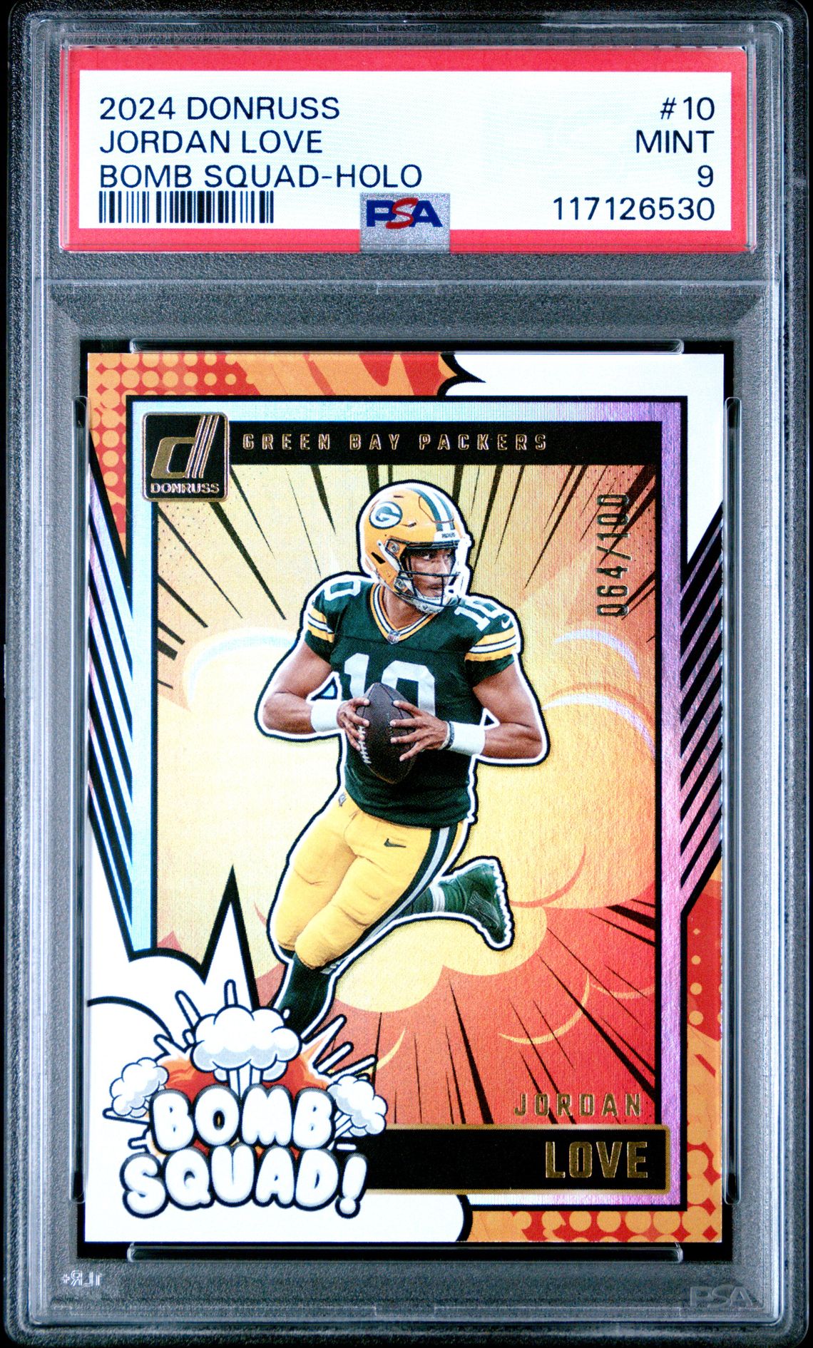 2024 Panini Donruss Bomb Squad Jordan Love #10 (Bomb Squad-Holo) Mint 9 front