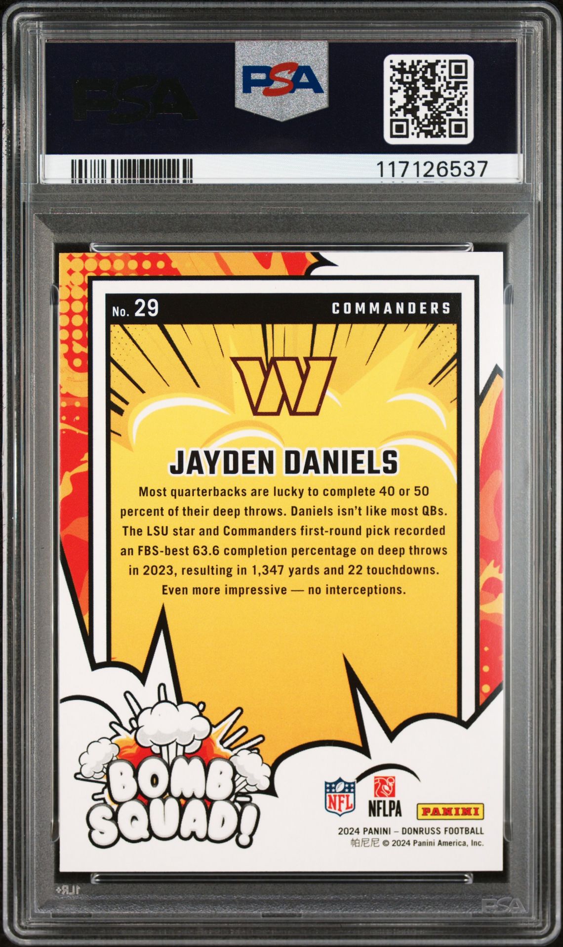 2024 Panini Donruss Bomb Squad Jayden Daniels #29 Mint 9 back