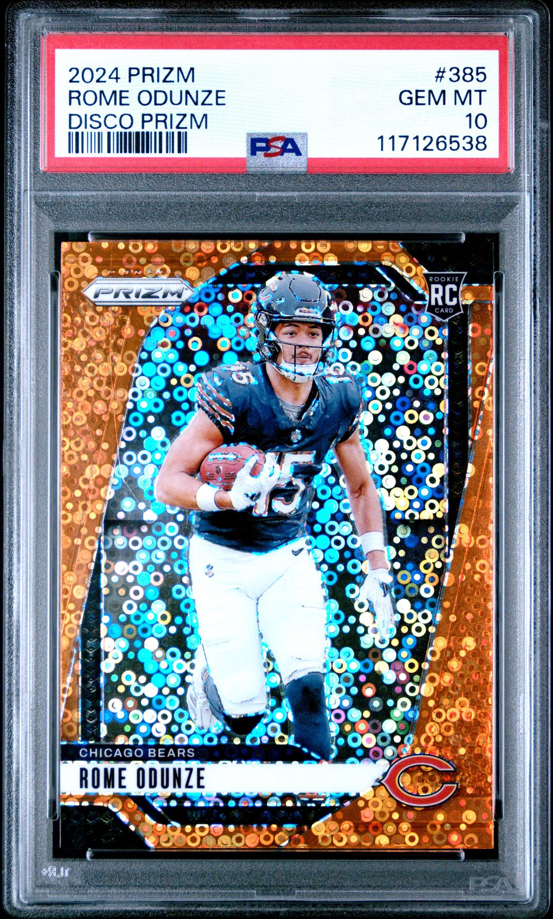 2024 Panini Prizm Rome Odunze #385 (Disco Prizm) Gem Mt 10 front