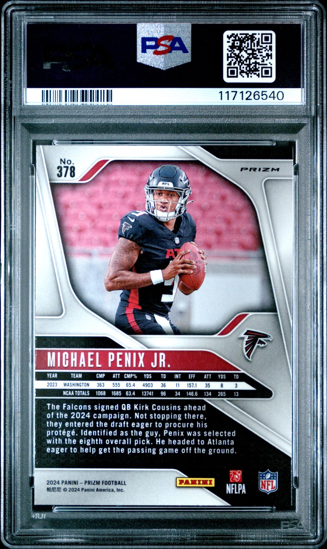 2024 Panini Prizm Michael Penix Jr. #378 (Red/White/Blue Prizm) Mint 9 back
