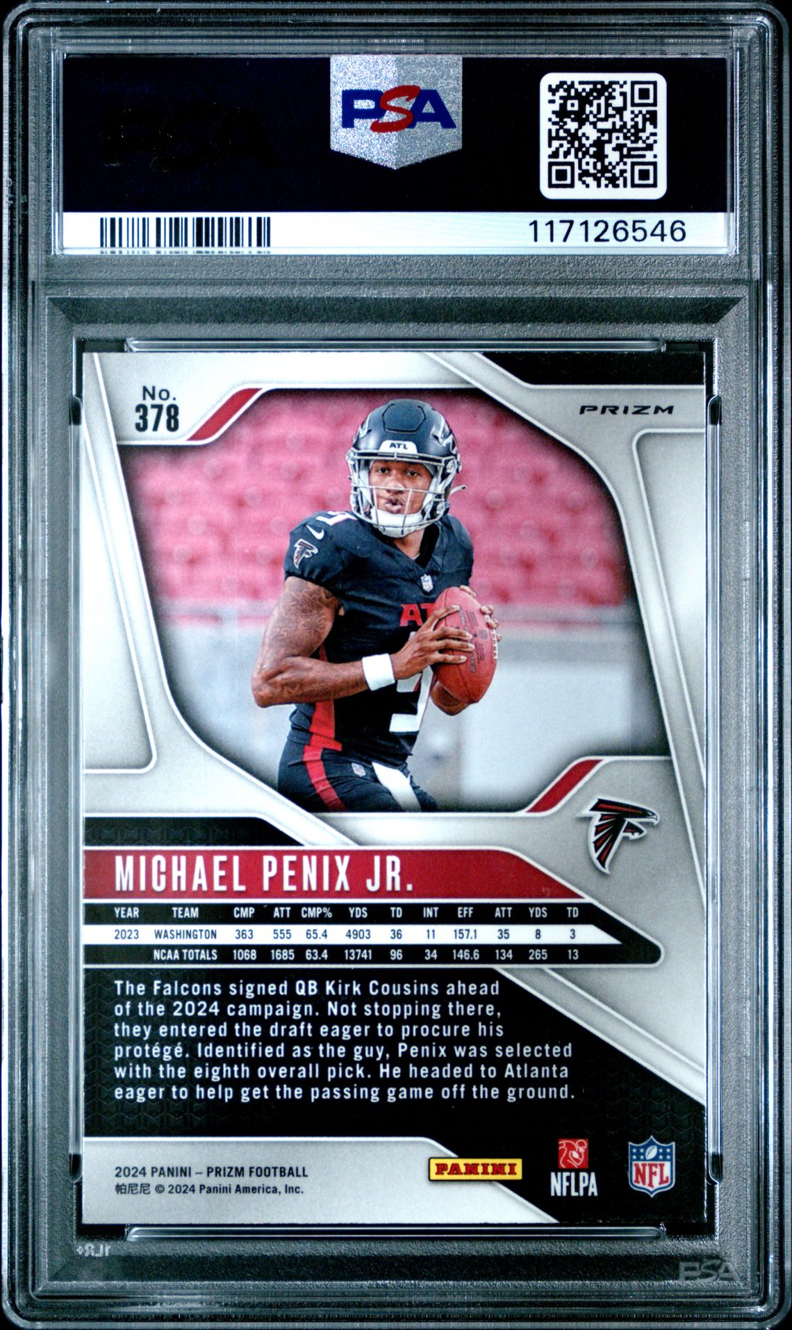 2024 Panini Prizm Michael Penix Jr. #378 (Disco Prizm) Mint 9 back
