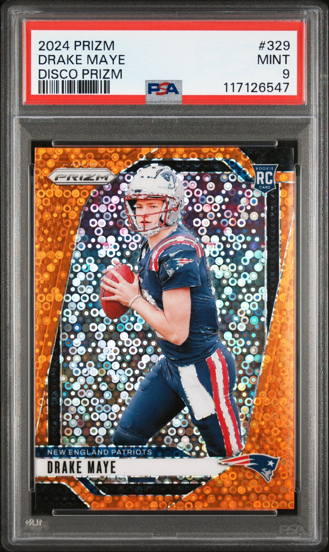 2024 Panini Prizm Drake Maye #329 (Disco Prizm) Mint 9 front