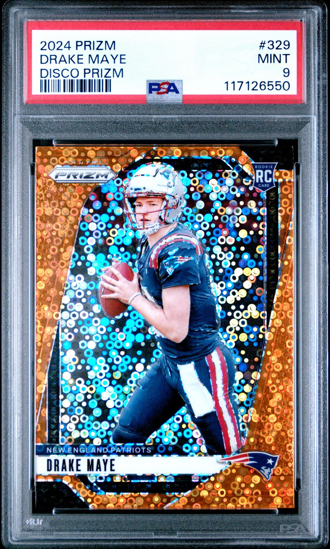 2024 Panini Prizm Drake Maye #329 (Disco Prizm) Mint 9 front