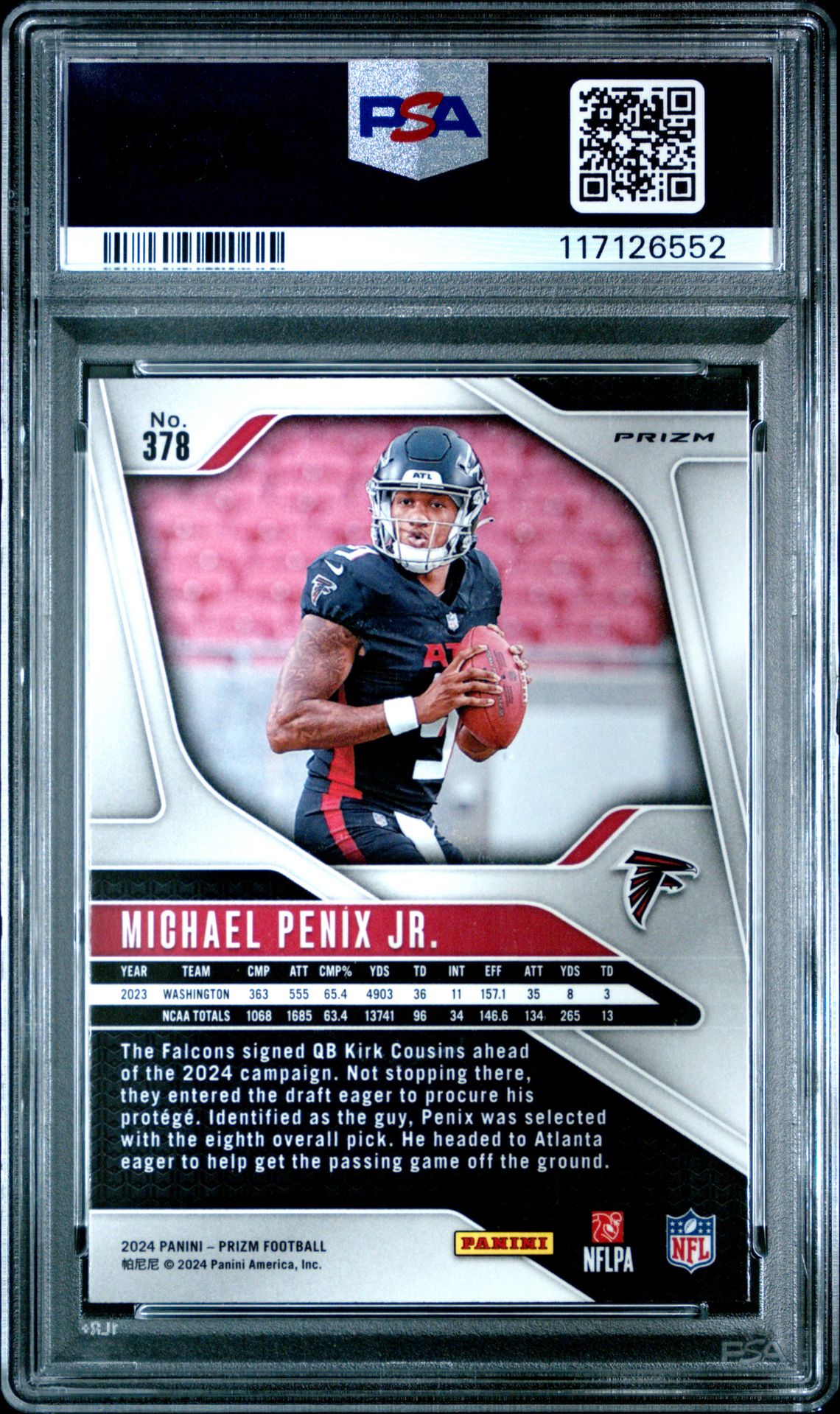 2024 Panini Prizm Michael Penix Jr. #378 (Disco Prizm) Mint 9 back