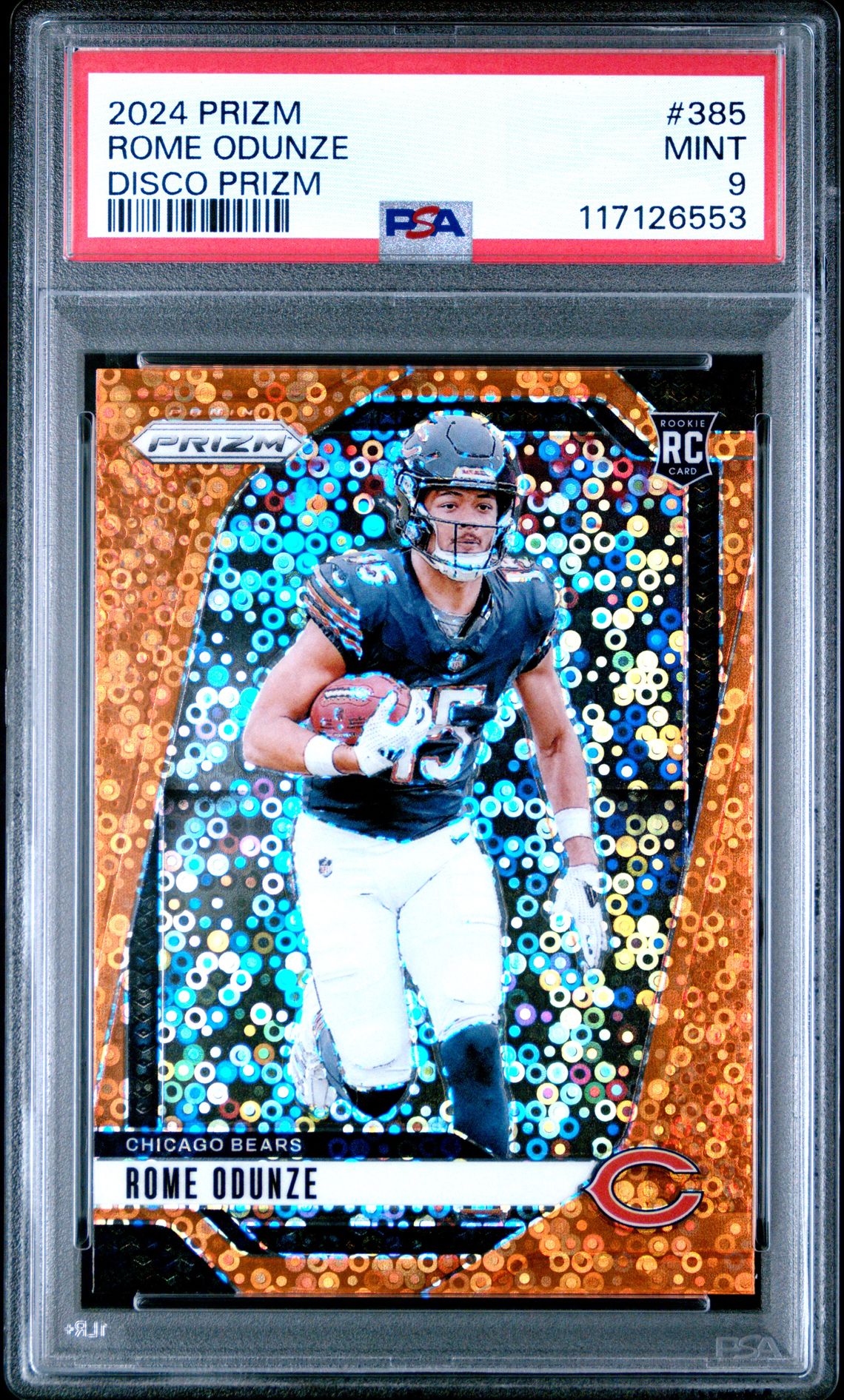 2024 Panini Prizm Rome Odunze #385 (Disco Prizm) Mint 9 front