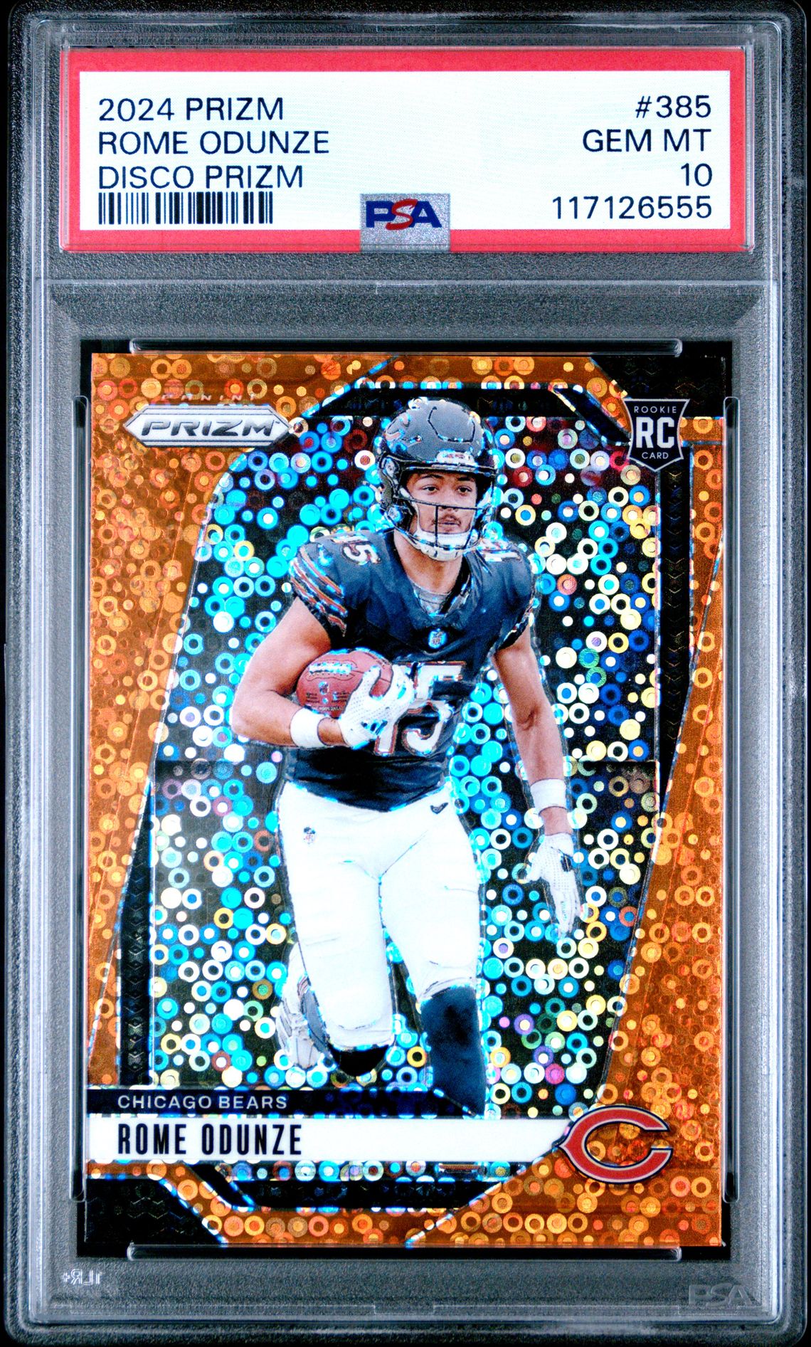 2024 Panini Prizm Rome Odunze #385 (Disco Prizm) Gem Mt 10 front