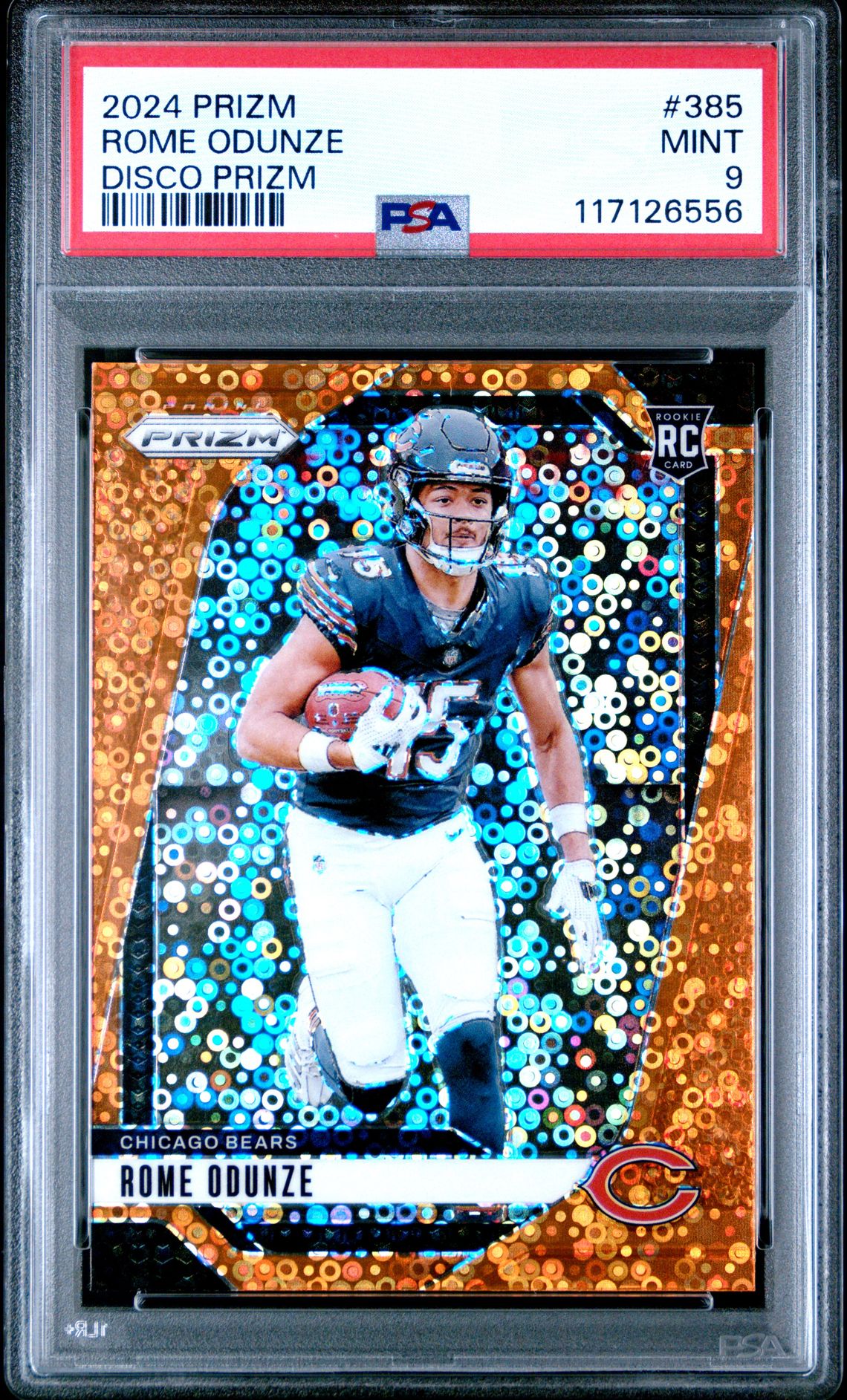 2024 Panini Prizm Rome Odunze #385 (Disco Prizm) Mint 9 front