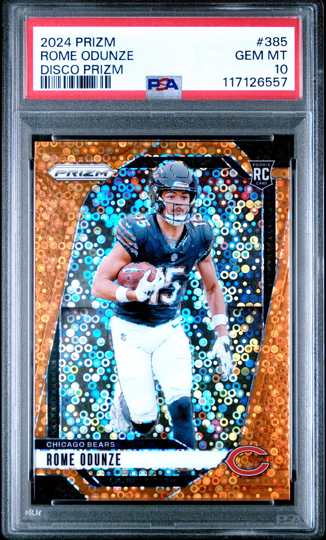 2024 Panini Prizm Rome Odunze #385 (Disco Prizm) Gem Mt 10 front