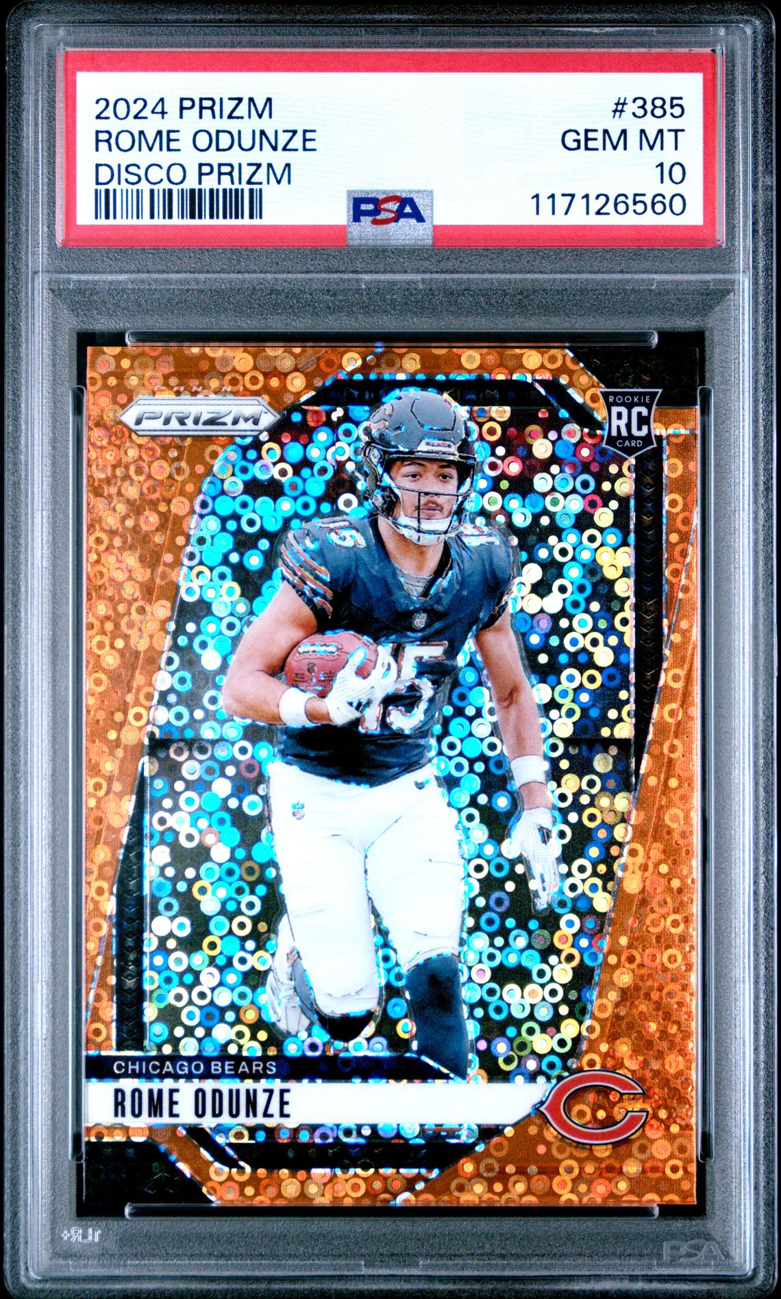 2024 Panini Prizm Rome Odunze #385 (Disco Prizm) Gem Mt 10 front