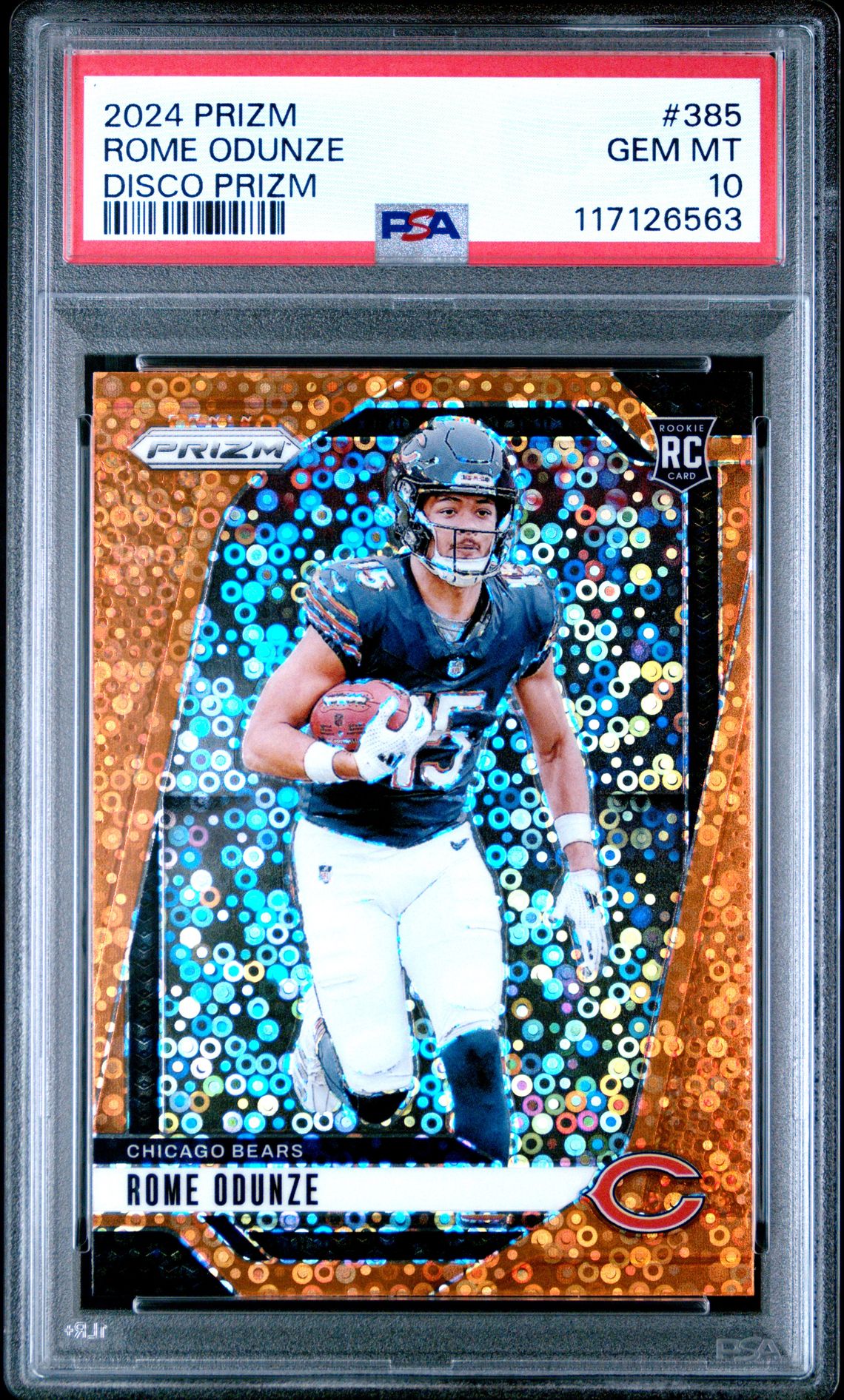 2024 Panini Prizm Rome Odunze #385 (Disco Prizm) Gem Mt 10 front