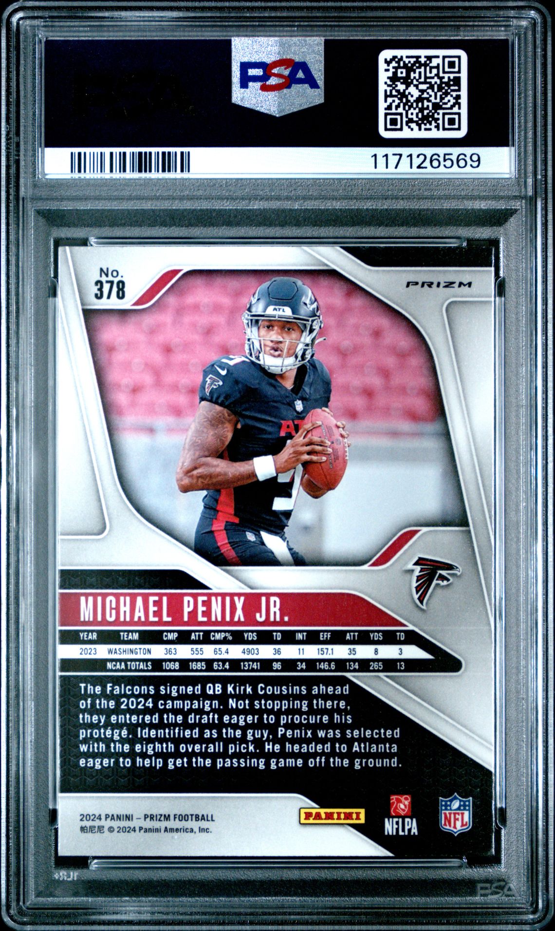 2024 Panini Prizm Michael Penix Jr. #378 (Disco Prizm) Mint 9 back