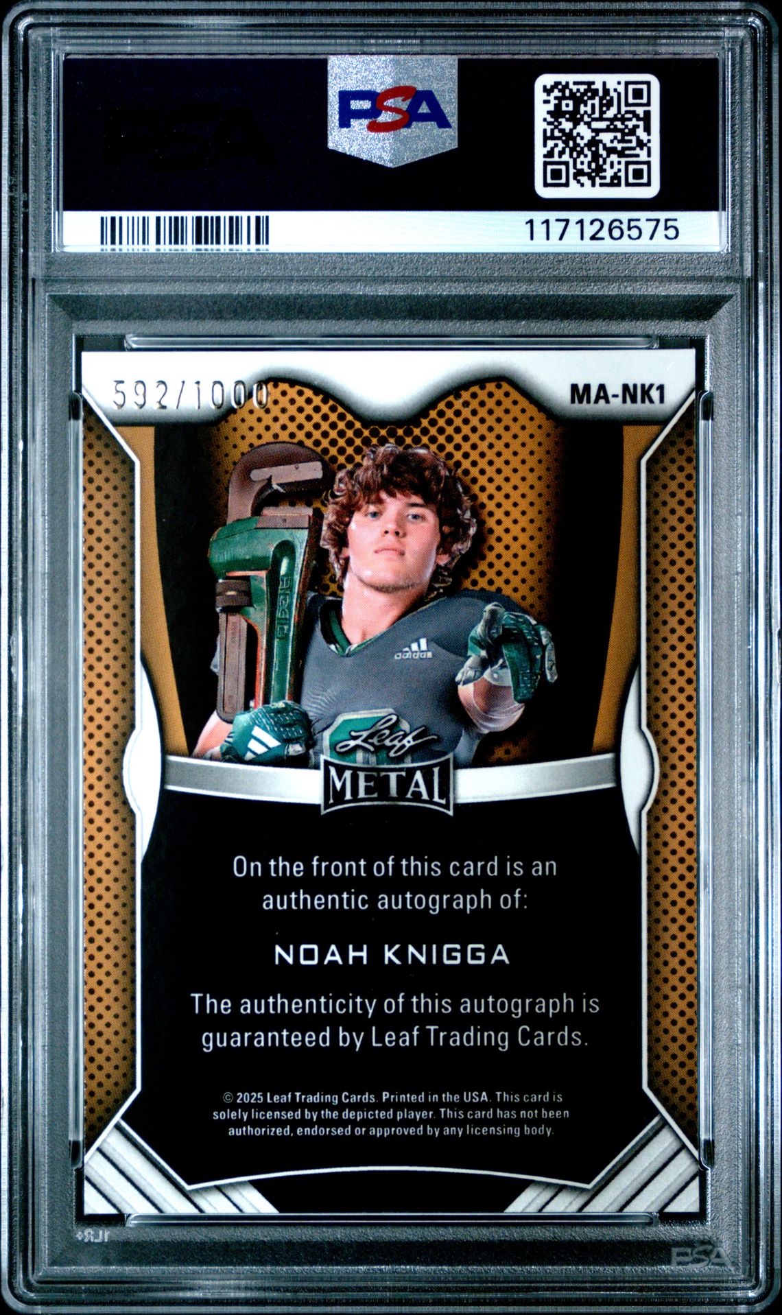 2025 Leaf Web Exclusives Noah Knigga #Mank1 (Autograph) Nm-Mt 8 back