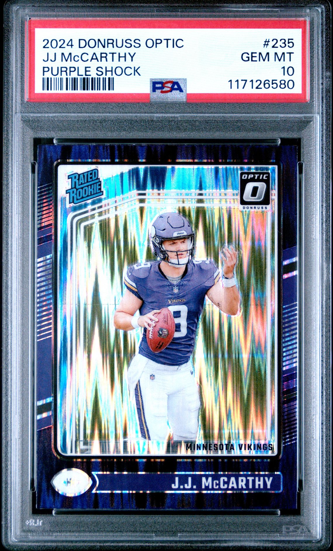 2024 Panini Donruss Optic Jj Mccarthy #235 (Purple Shock) Gem Mt 10 front