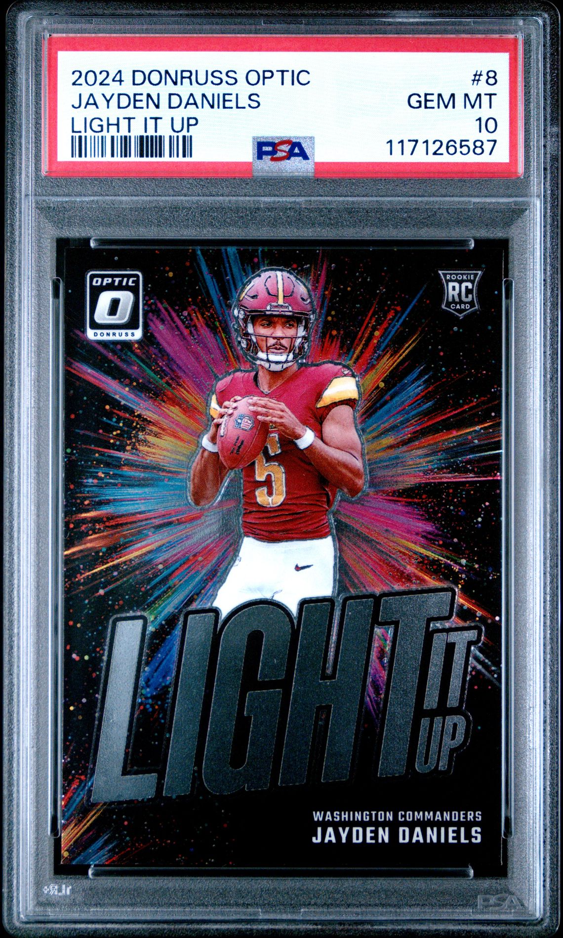 2024 Panini Donruss Optic Light It Up Jayden Daniels #8 Gem Mt 10 front