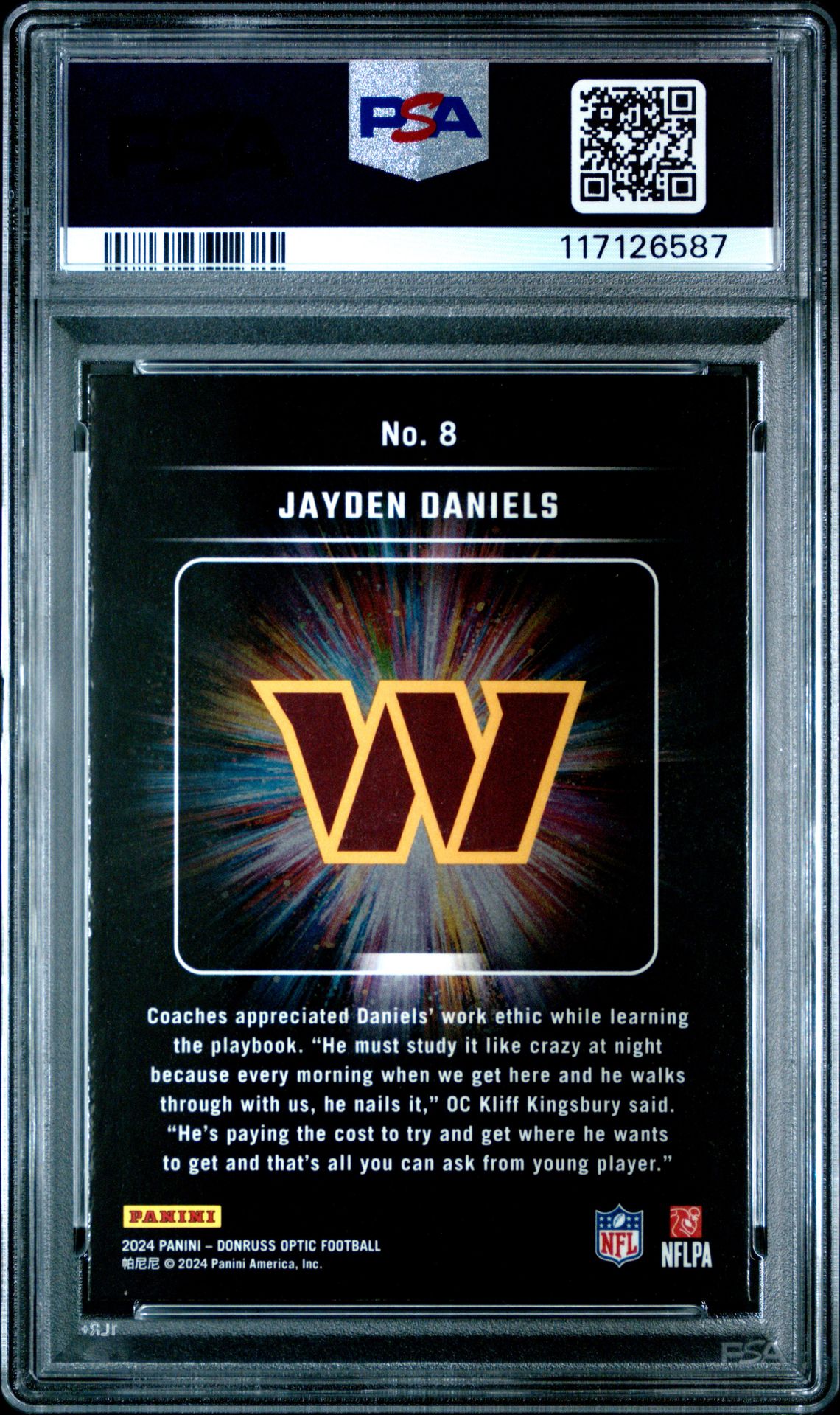 2024 Panini Donruss Optic Light It Up Jayden Daniels #8 Gem Mt 10 back
