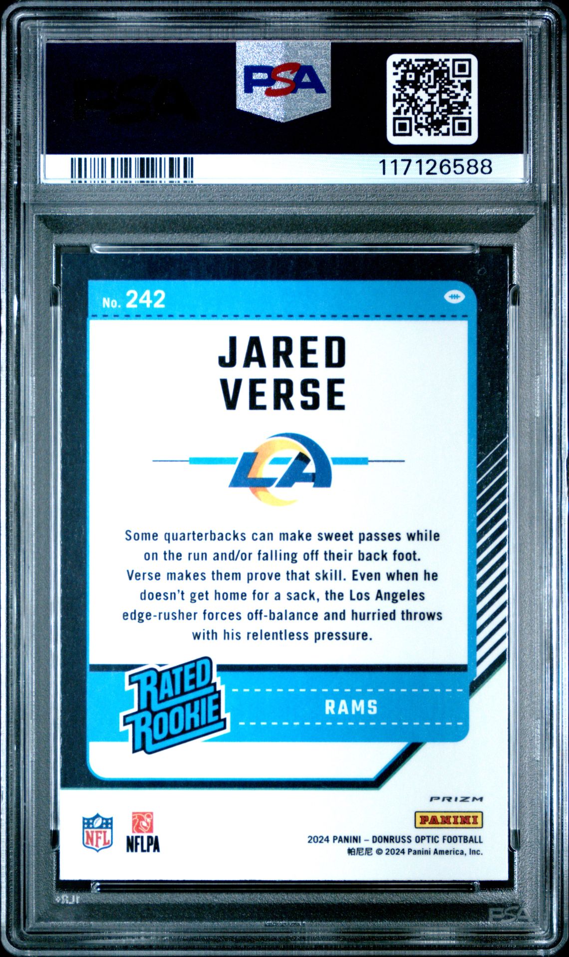 2024 Panini Donruss Optic Jared Verse #242 (Holo) Gem Mt 10 back