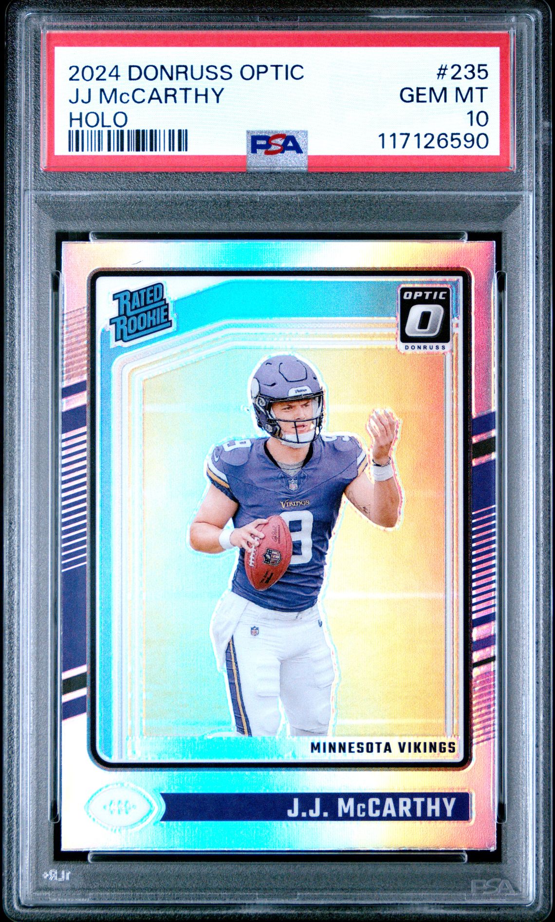 2024 Panini Donruss Optic Jj Mccarthy #235 (Holo) Gem Mt 10 front