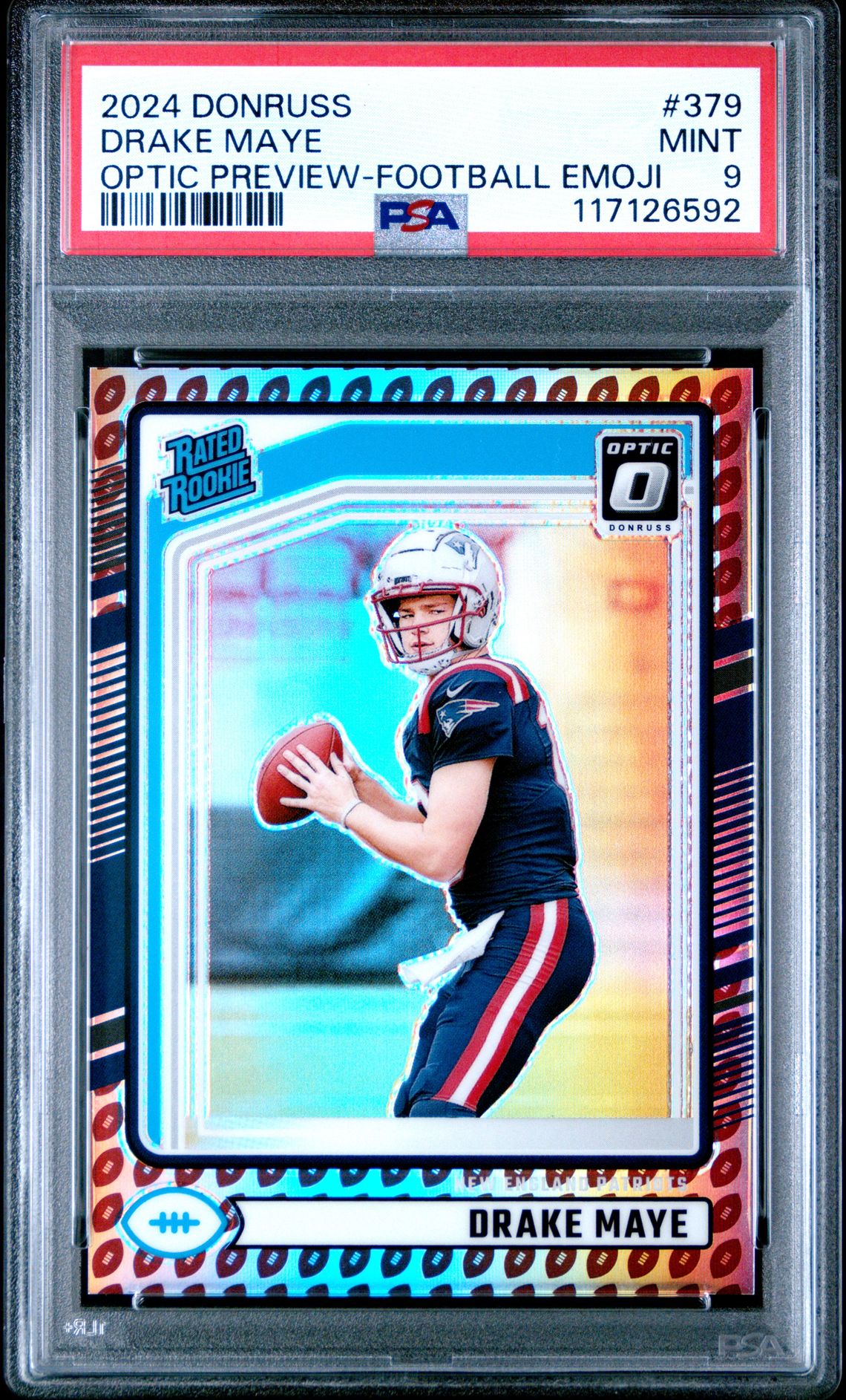 2024 Panini Donruss Drake Maye #379 (Optic Preview-Football Emoji) Mint 9 front