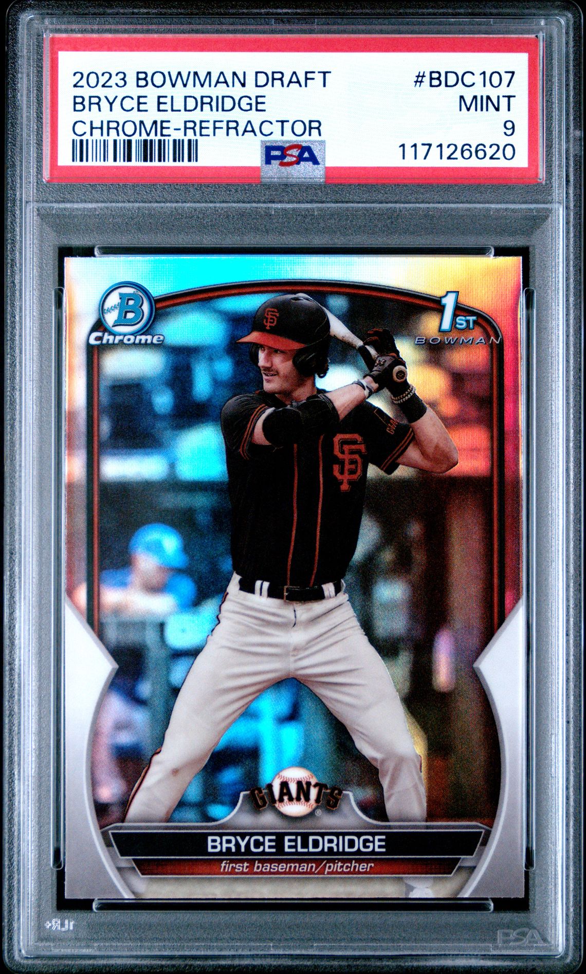 2023 Bowman Draft Bryce Eldridge #Bdc107 (Chrome-Refractor) Mint 9 front