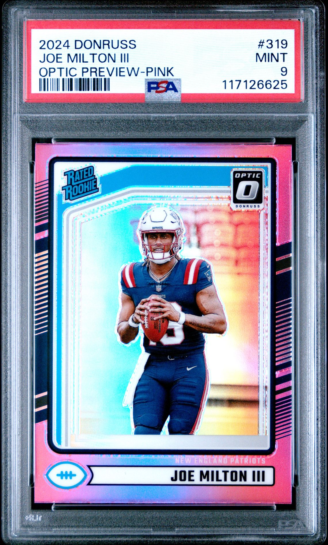 2024 Panini Donruss Joe Milton Iii #319 (Optic Preview-Pink) Mint 9 front