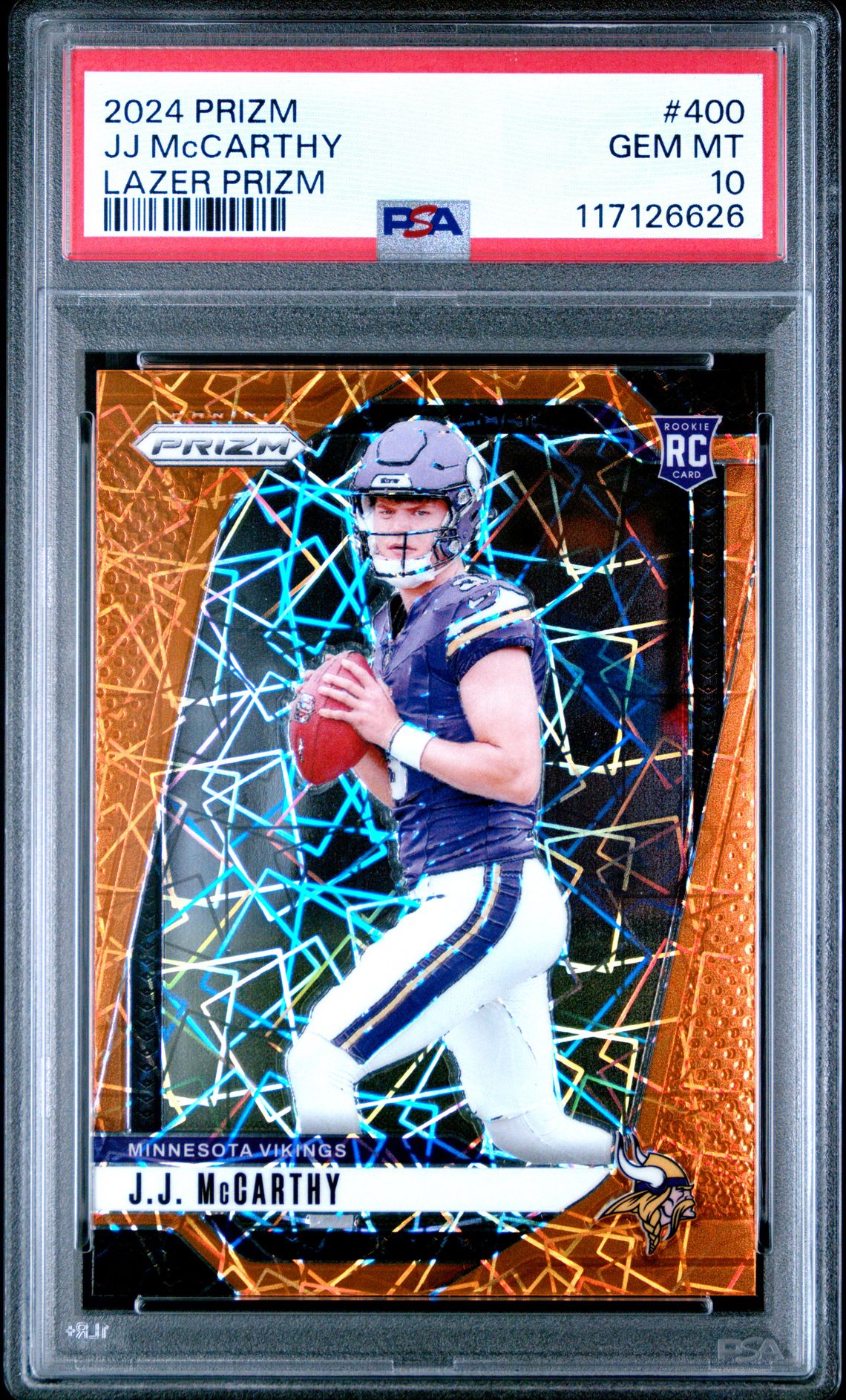2024 Panini Prizm Jj Mccarthy #400 (Lazer Prizm) Gem Mt 10 front