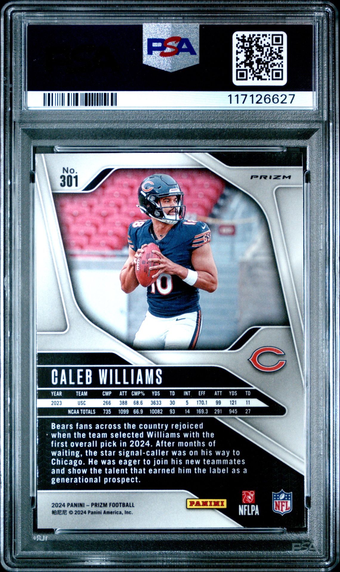 2024 Panini Prizm Caleb Williams #301 (Red/White/Blue Prizm) Nm-Mt 8 back
