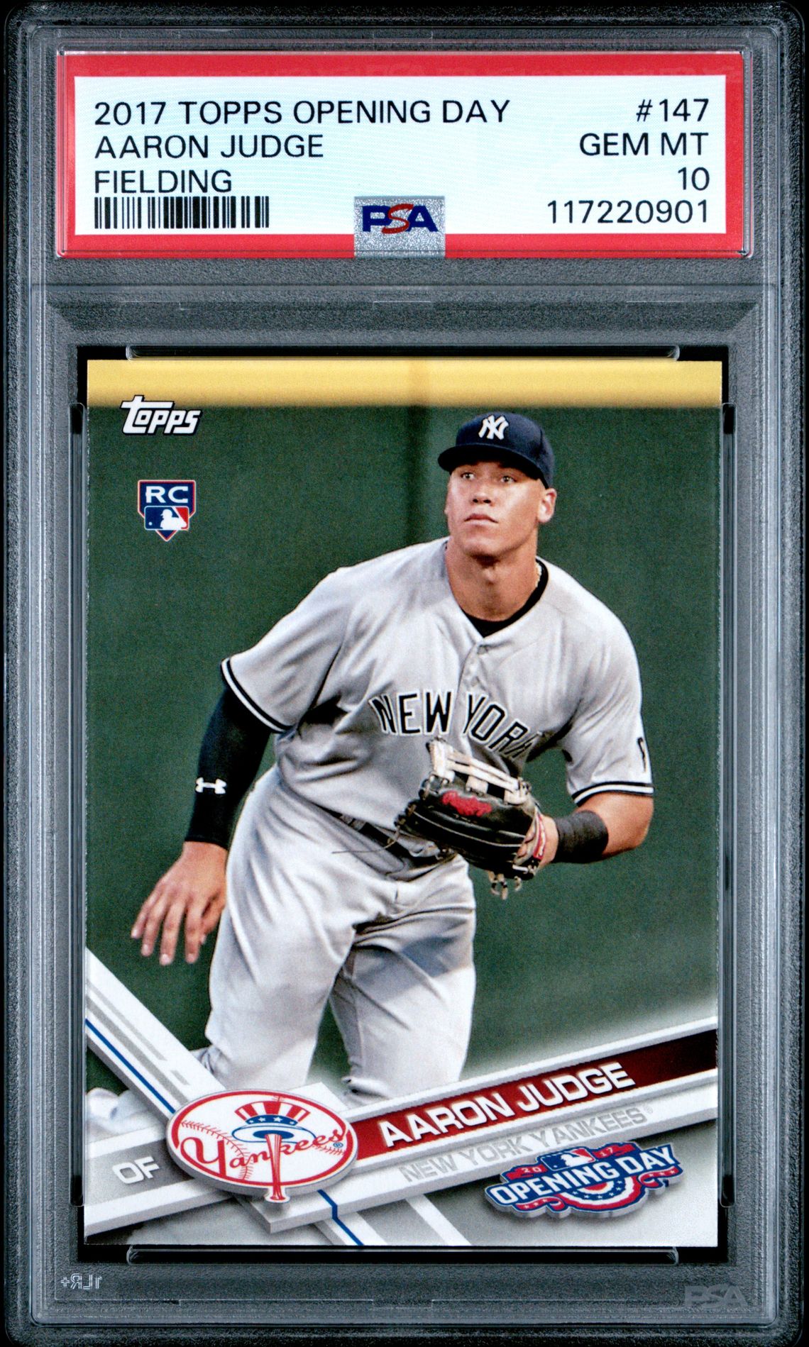 2017 Topps Opening Day Aaron Judge #147 (Fielding) Gem Mt 10 front