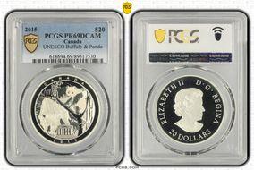2015 $20 UNESCO Buffalo & Panda PR69DCAM