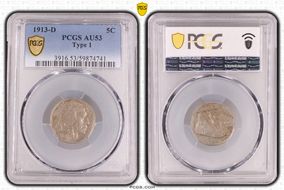 1913-D 5C Type 1 AU53
