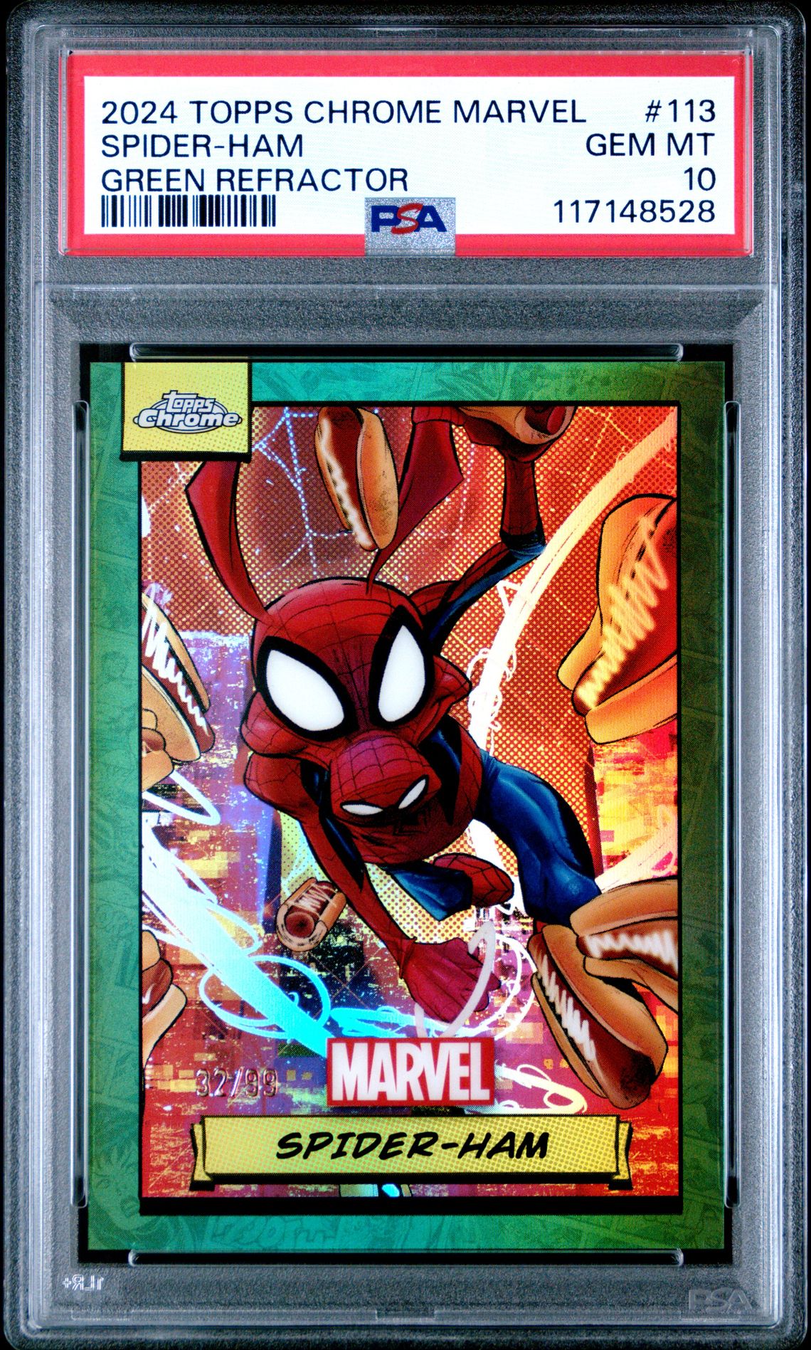 2024 Topps TOPPS CHROME MARVEL Green Refractor #113 Spider-Ham front