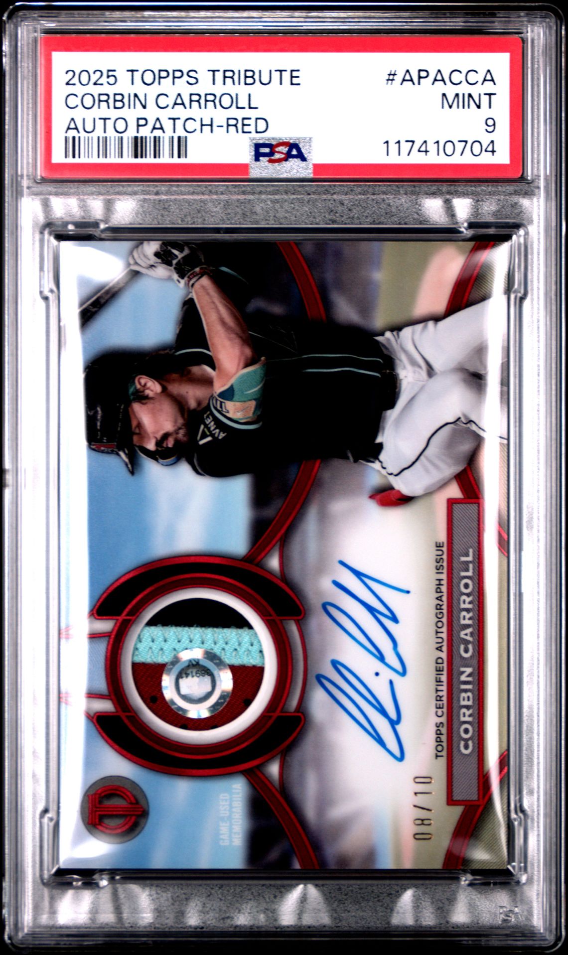 2025 Topps Tribute Autograph Patches Corbin Carroll #Apacca (Auto Patch-Red) Mint 9 front