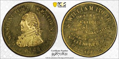 "1792" Medal GW-28, William Idler Store Card MS63