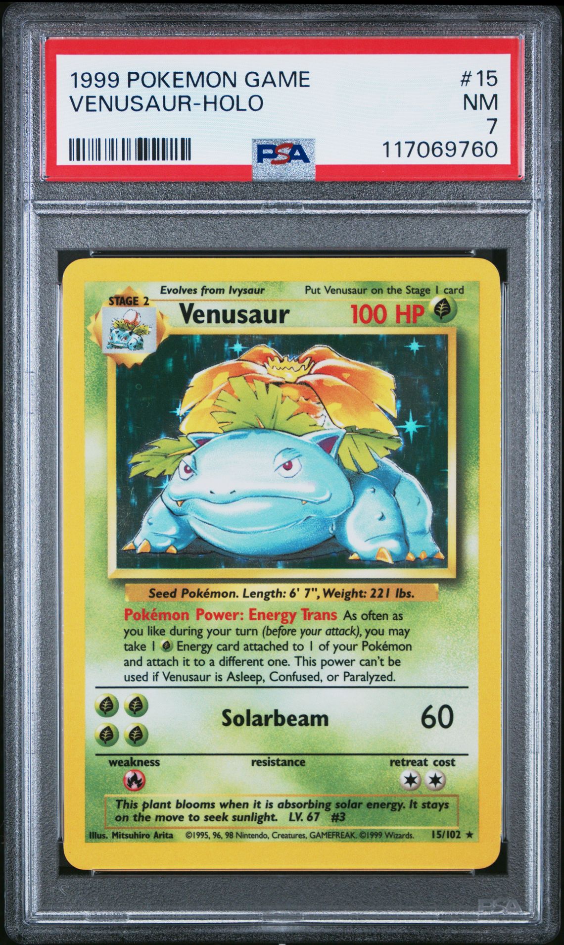 1999 Pokemon Game Venusaur-Holo #15 Nm 7 front