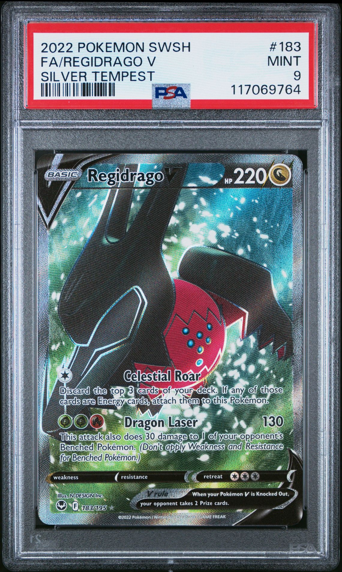 2022 Pokemon Sword & Shield Silver Tempest Fa/Regidrago V #183 (Silver Tempest) Mint 9 front