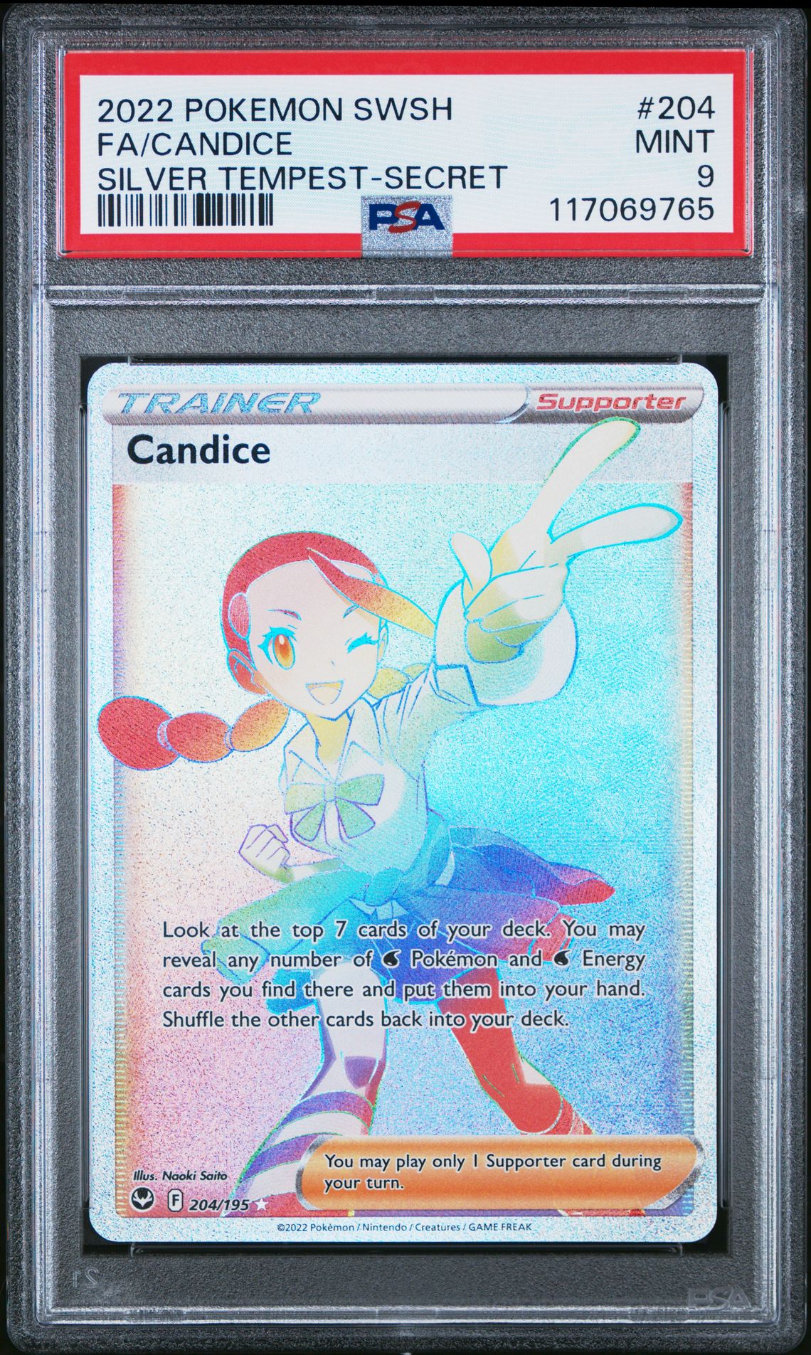 2022 Pokemon Sword & Shield Silver Tempest Fa/Candice #204 (Silver Tempest-Secret) Mint 9 front